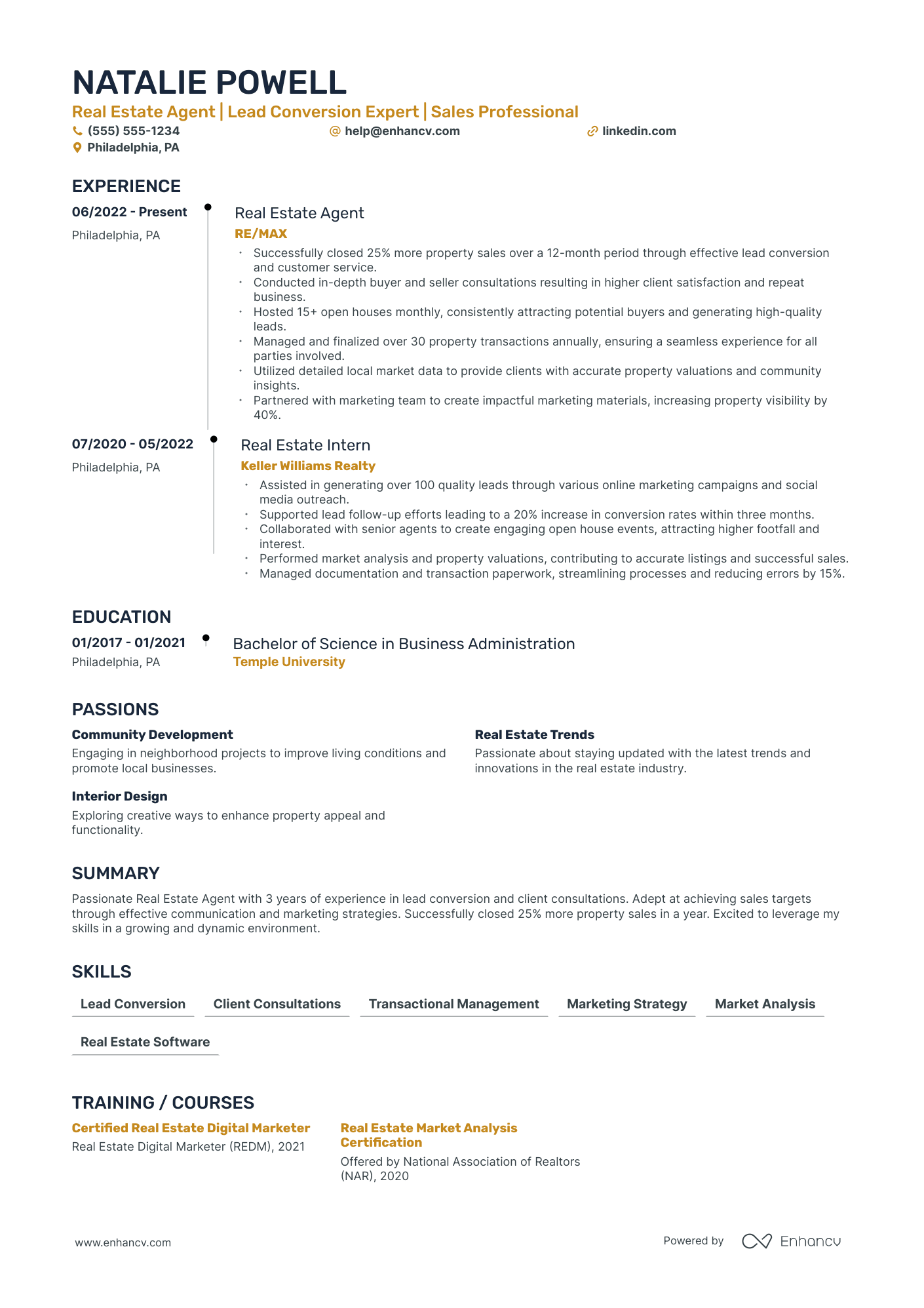 Realtor resume example