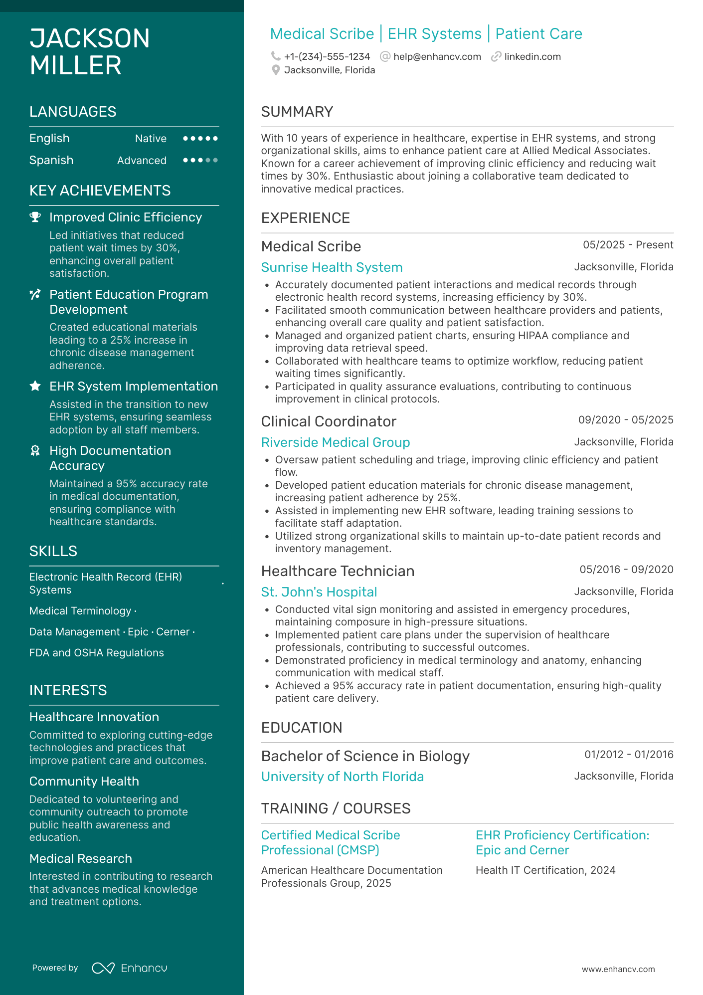 Medical Scribe resume example
