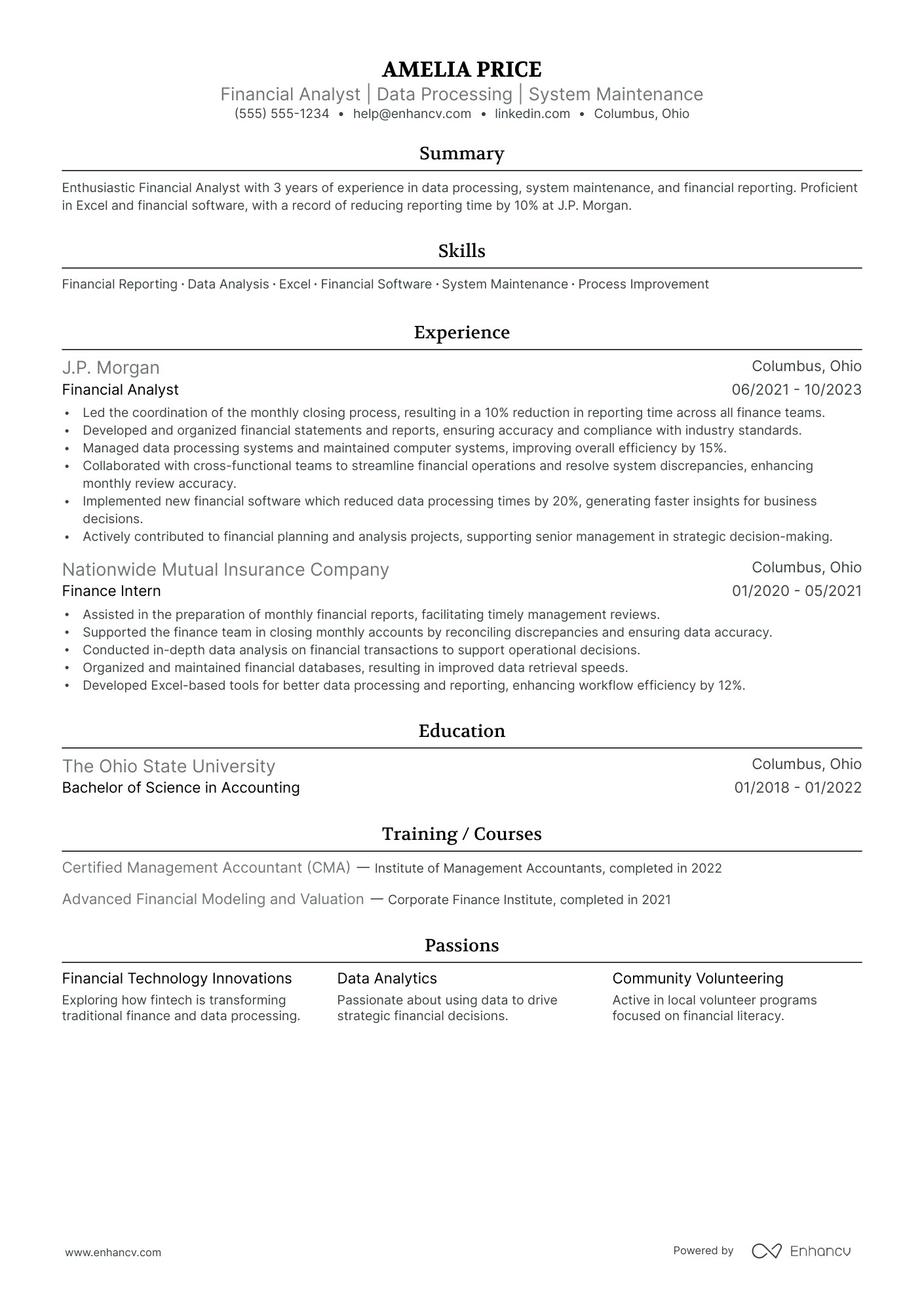 Regional Finance Director resume example