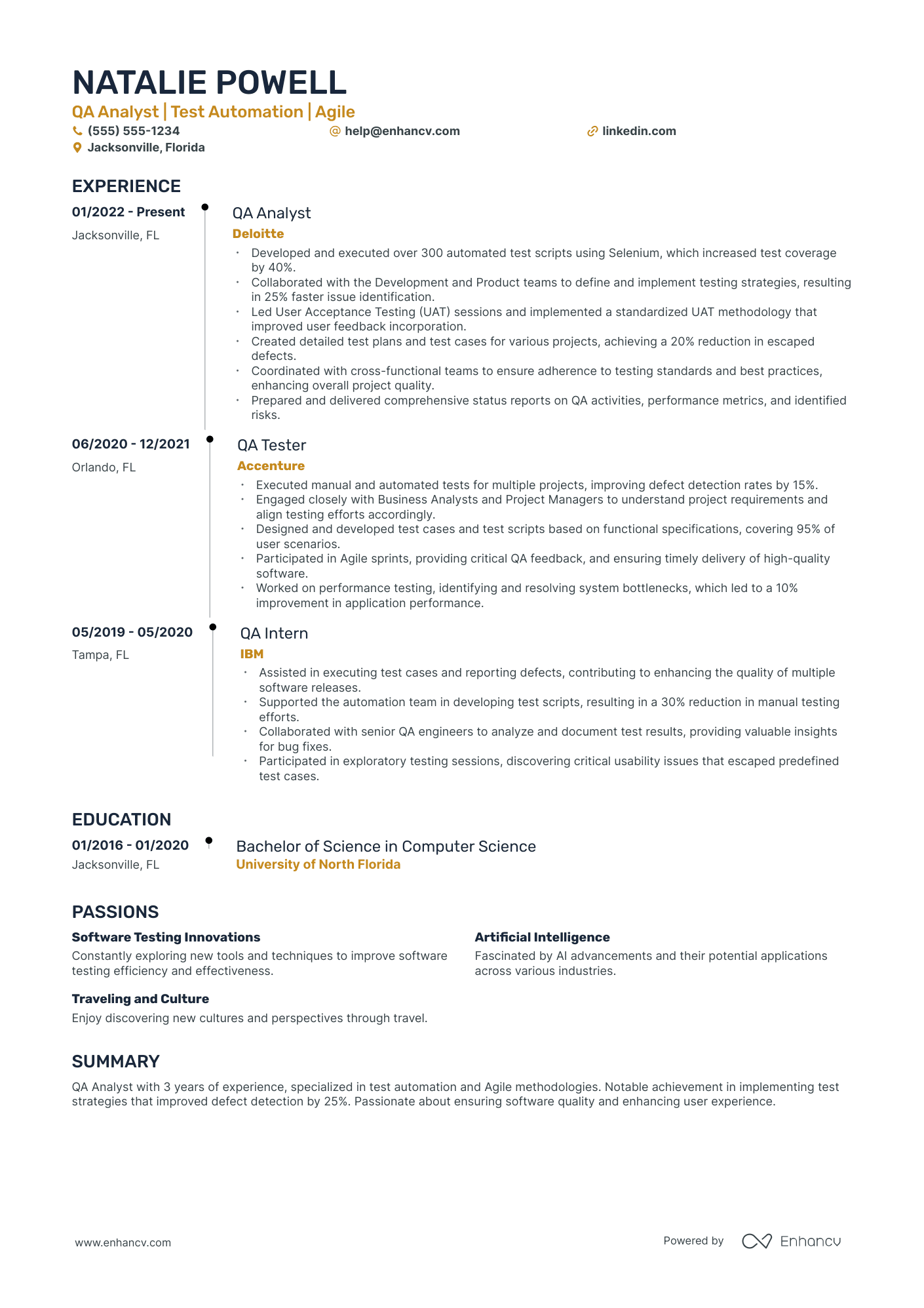 Lead QA Tester resume example