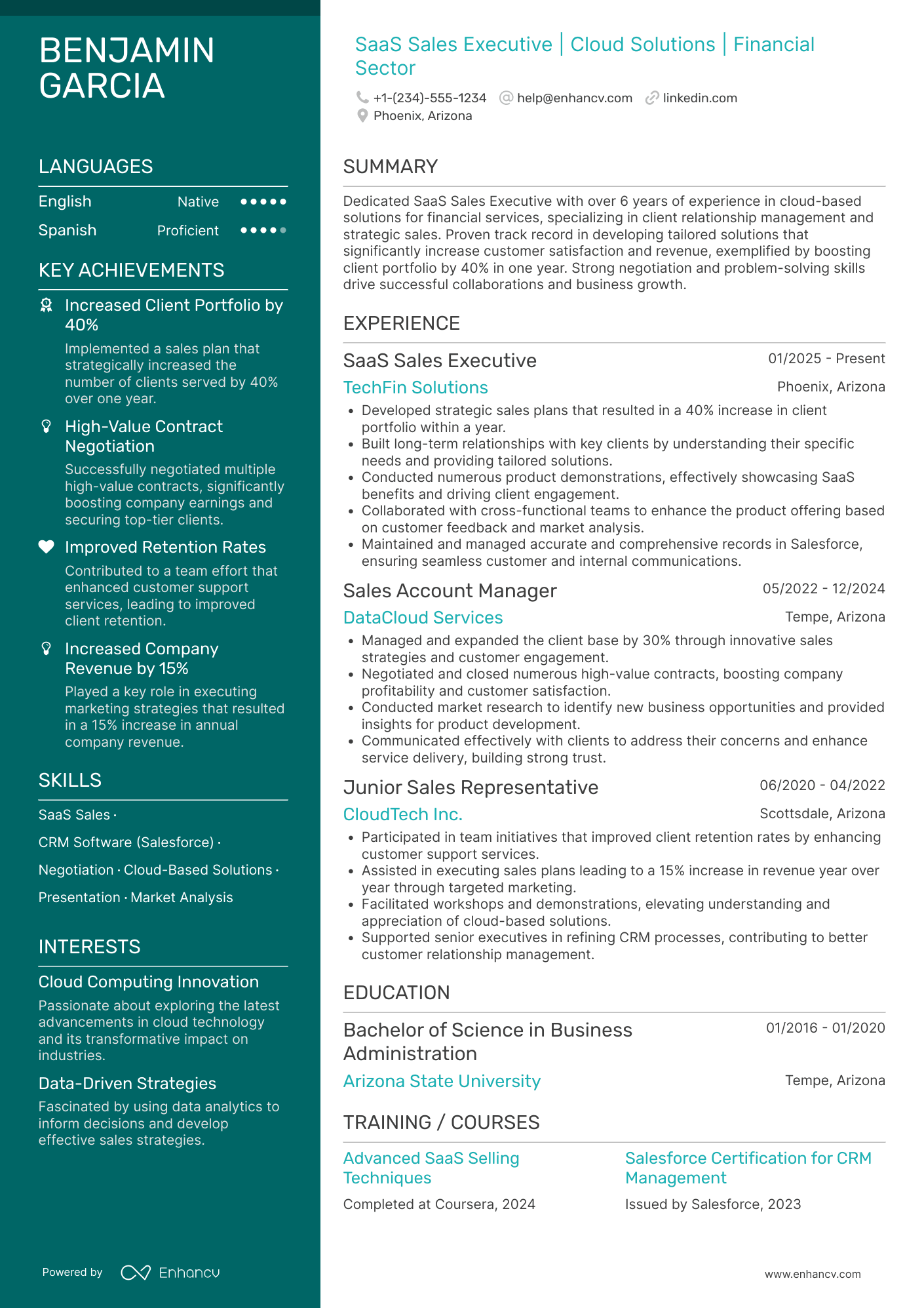 SaaS Sales resume example