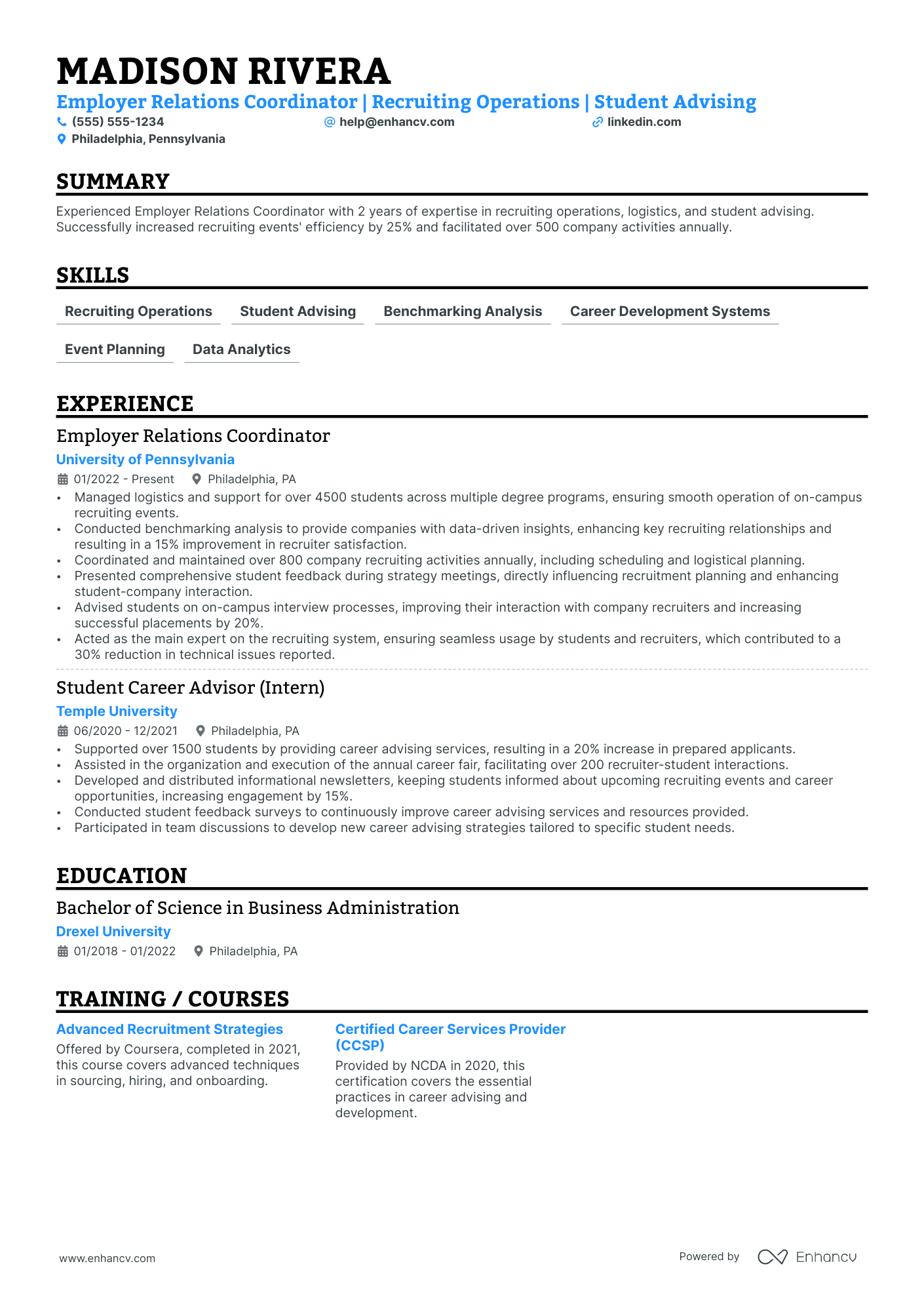 Employee Relations Coordinator resume example