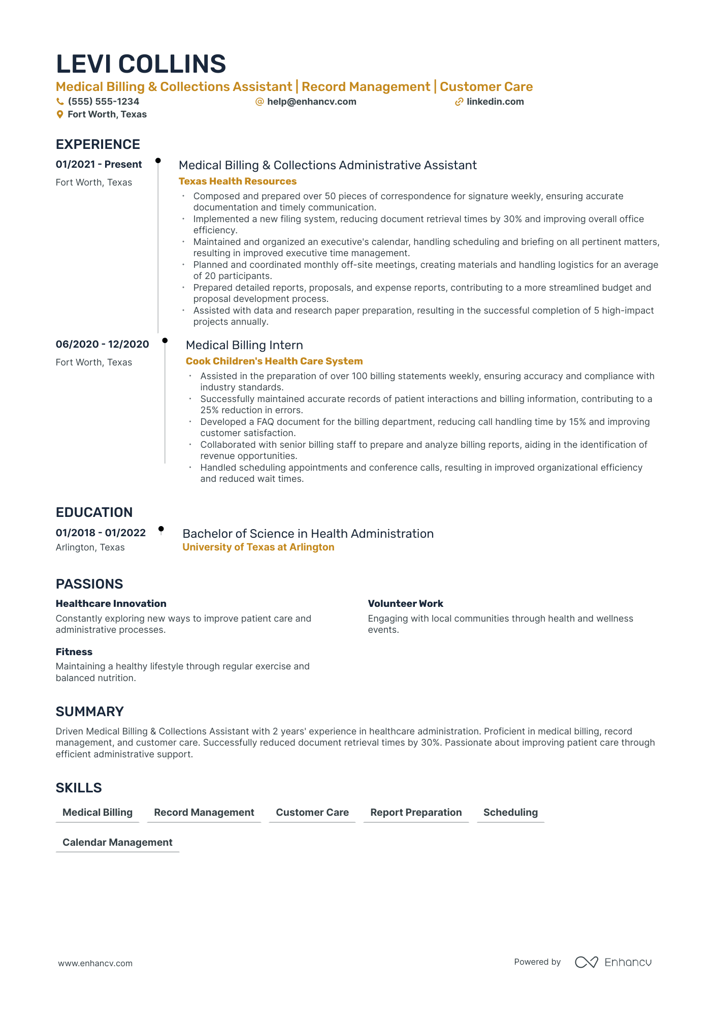 Medical Billing Assistant resume example