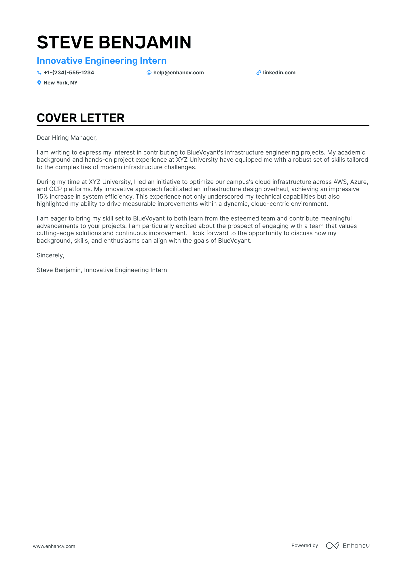 Engineering Intern cover letter