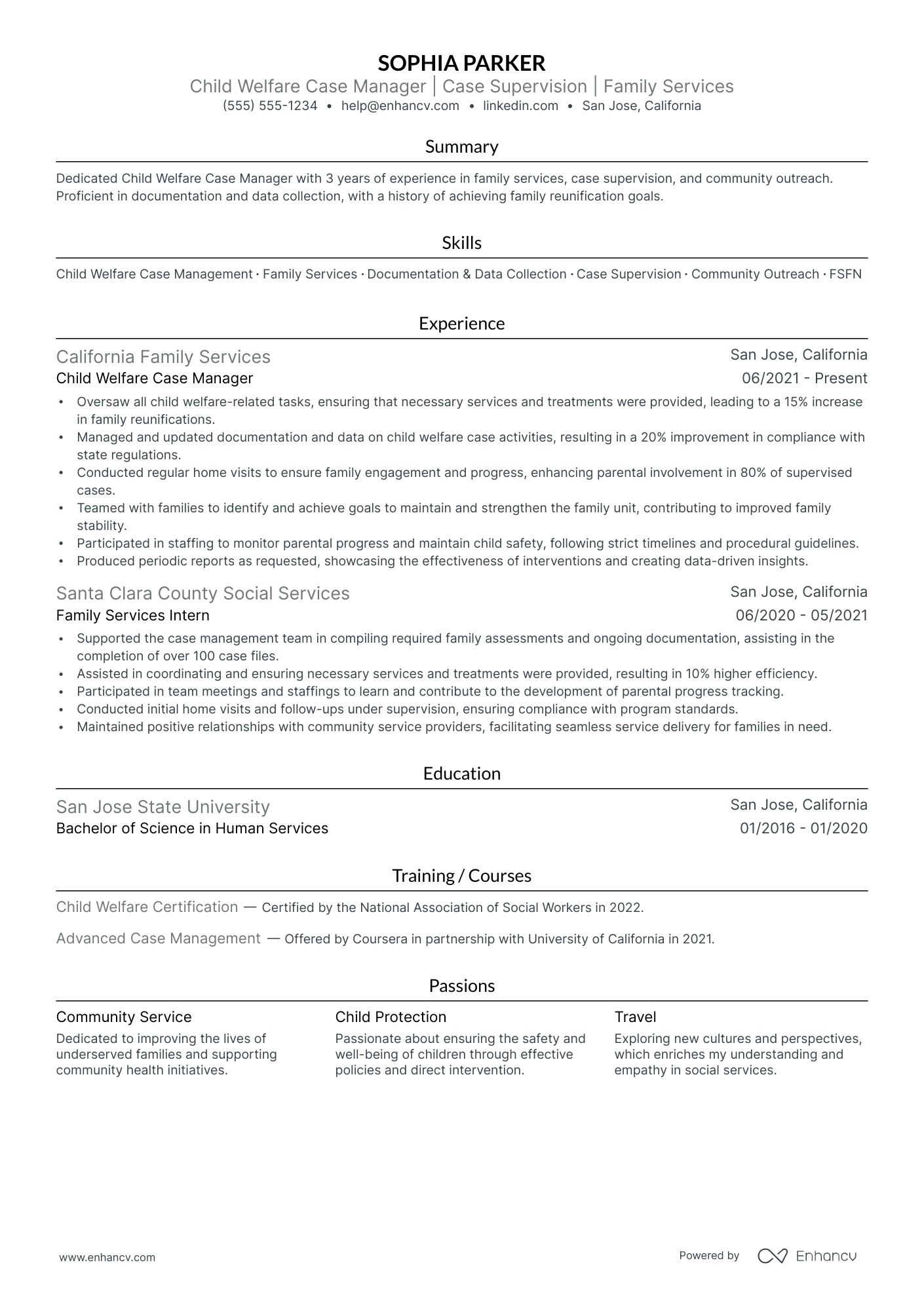 Child Welfare Case Manager resume example