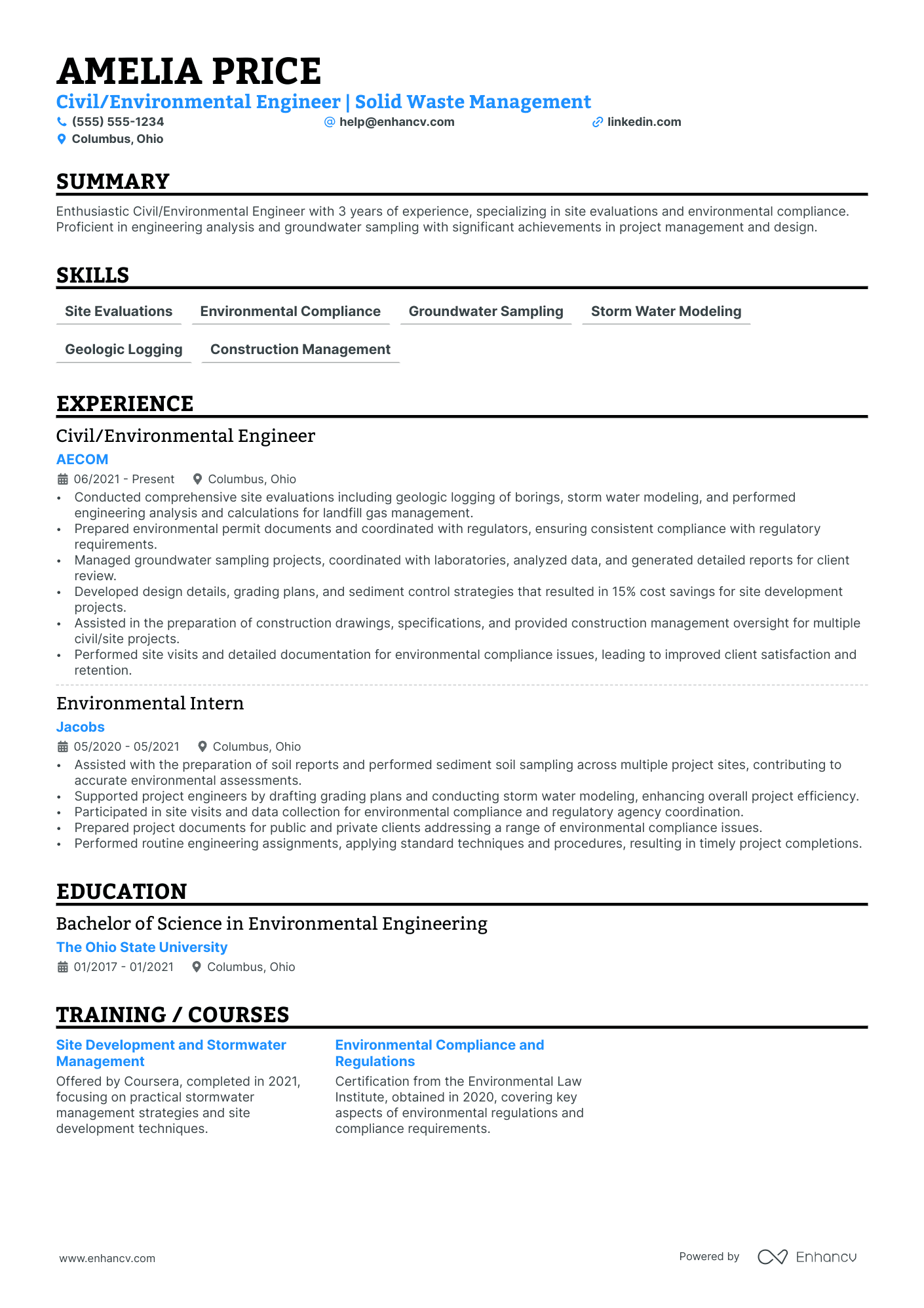 Civil Engineering Coordinator resume example