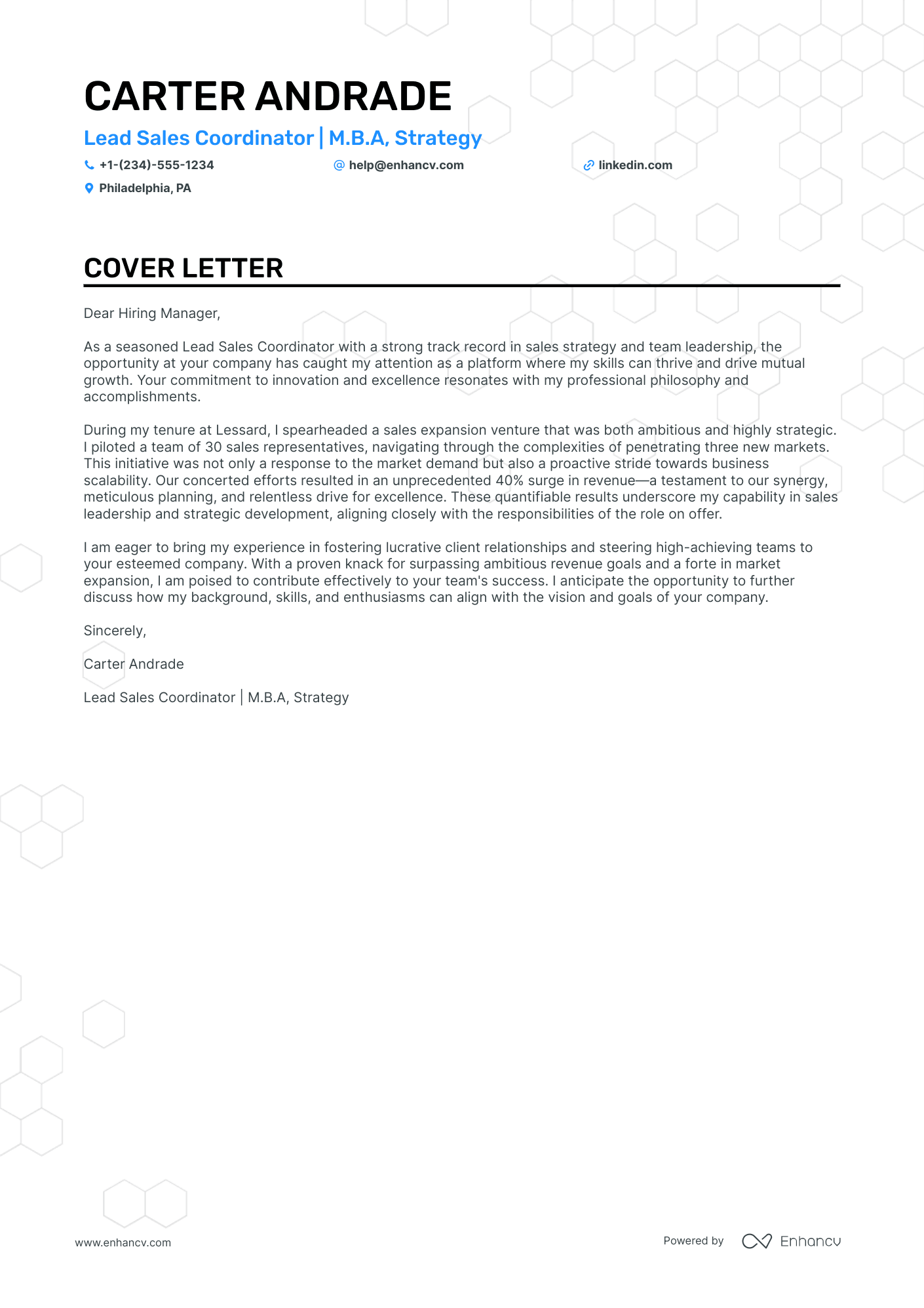 Sales Coordinator cover letter