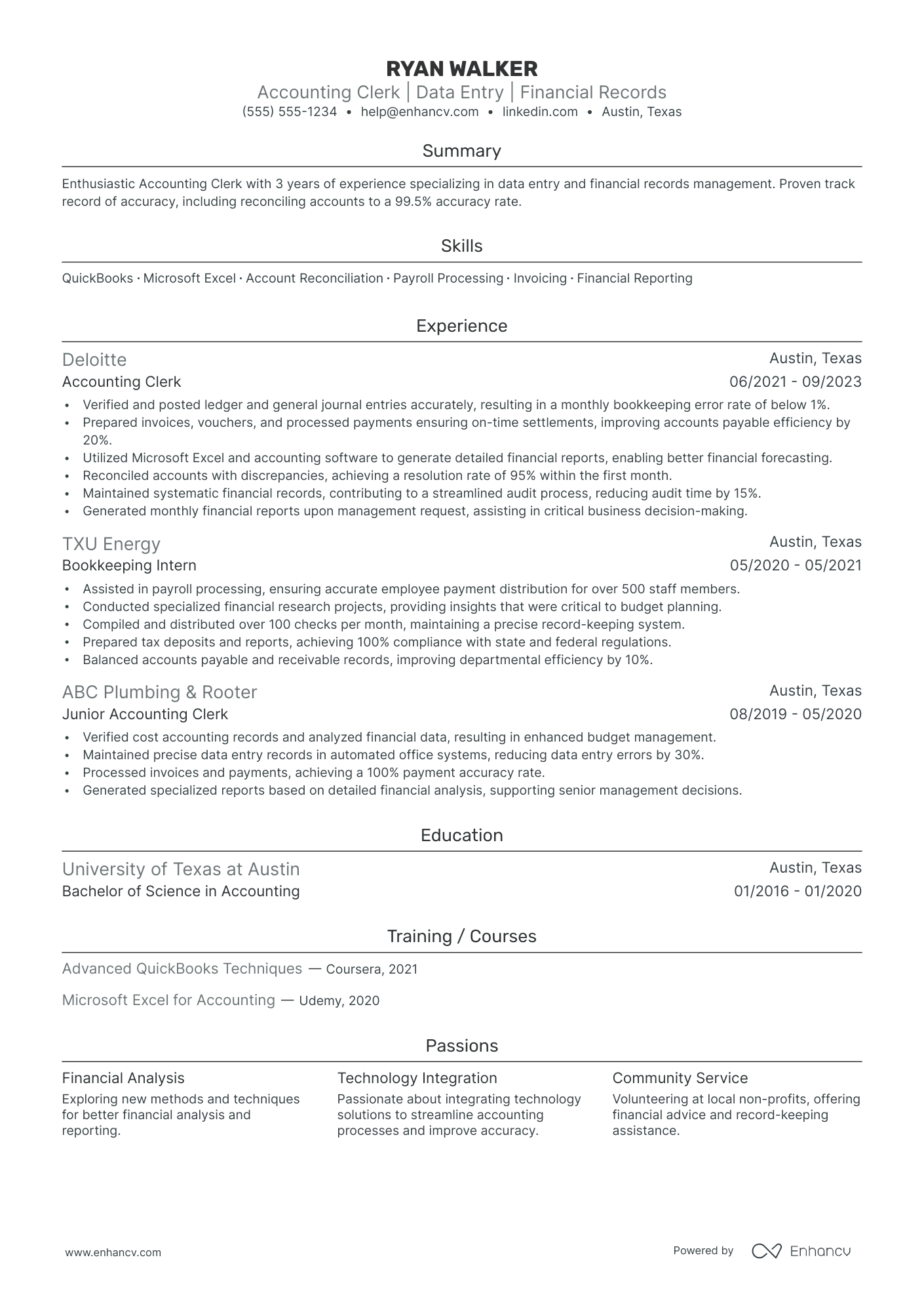 Bookkeeper Clerk Resume Example Resume Example