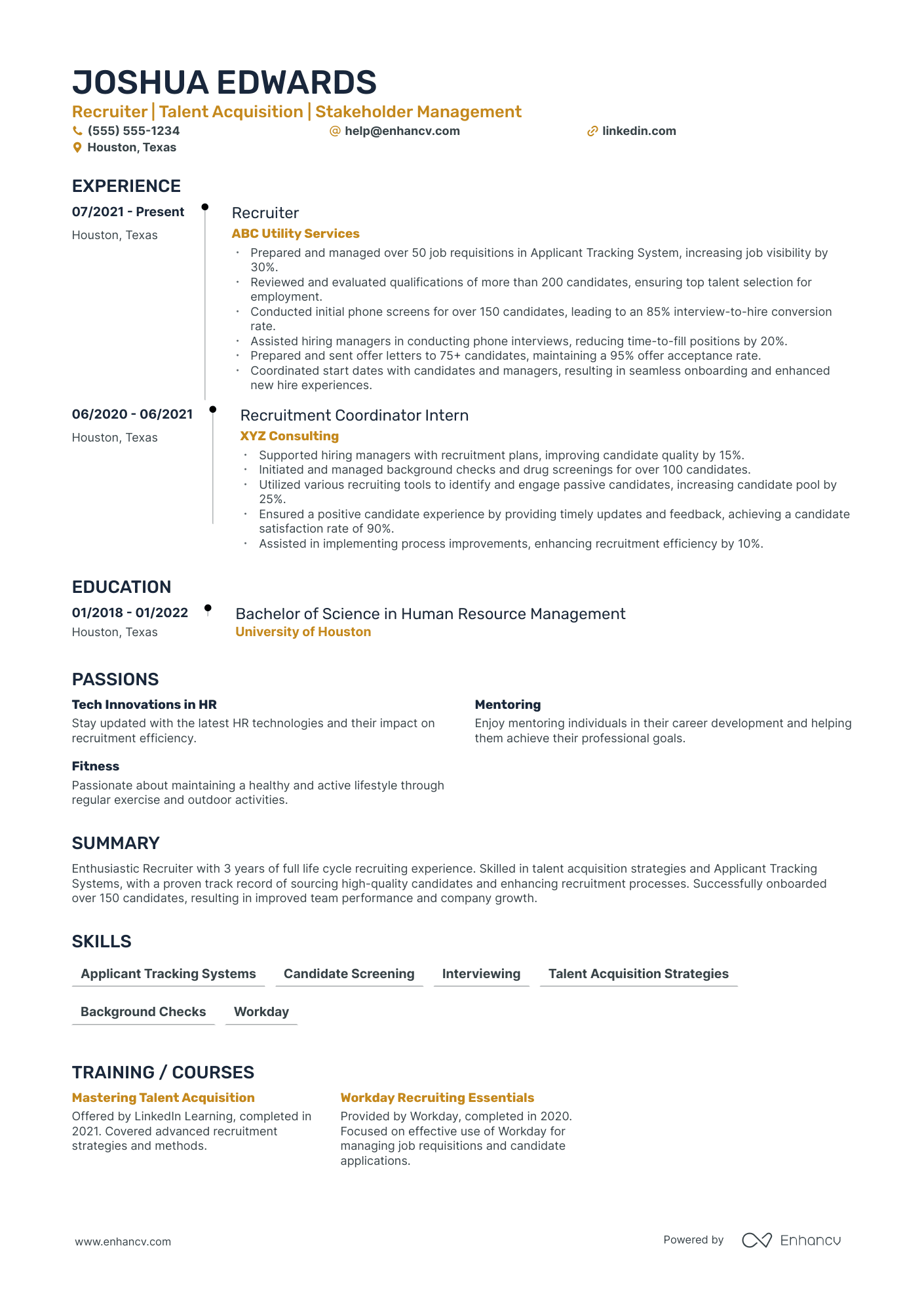 IT Recruiter resume example