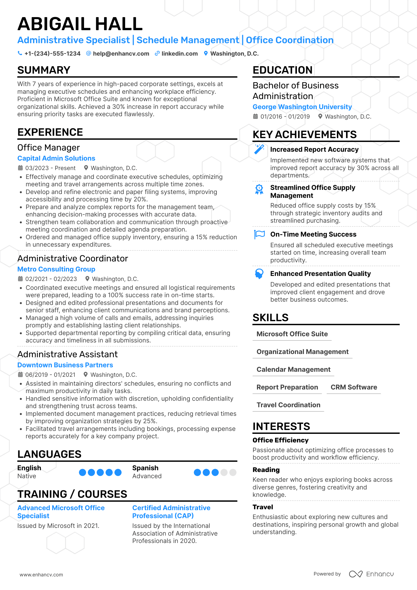 Secretary resume example