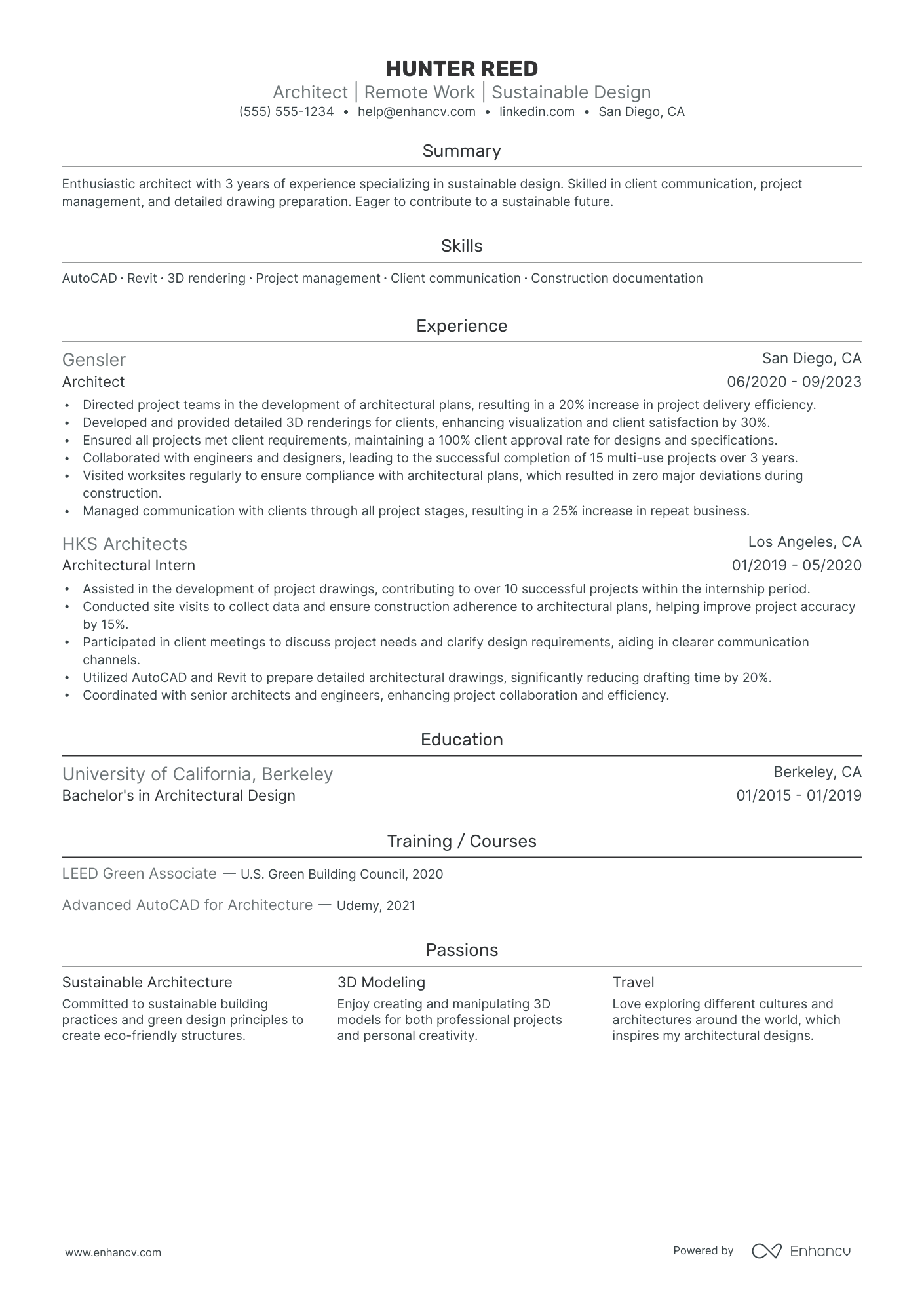 Architect resume example