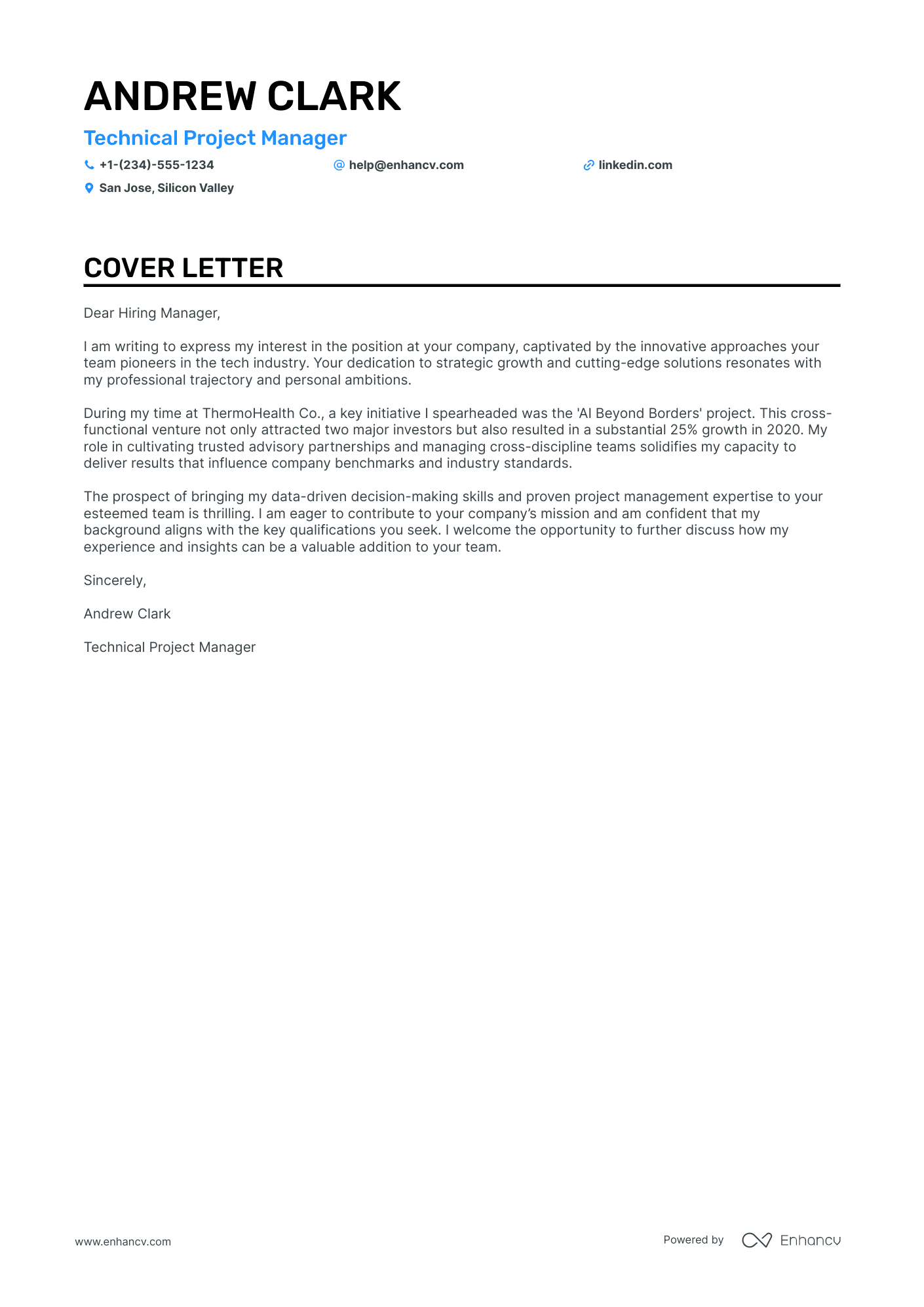 Silicon Valley cover letter