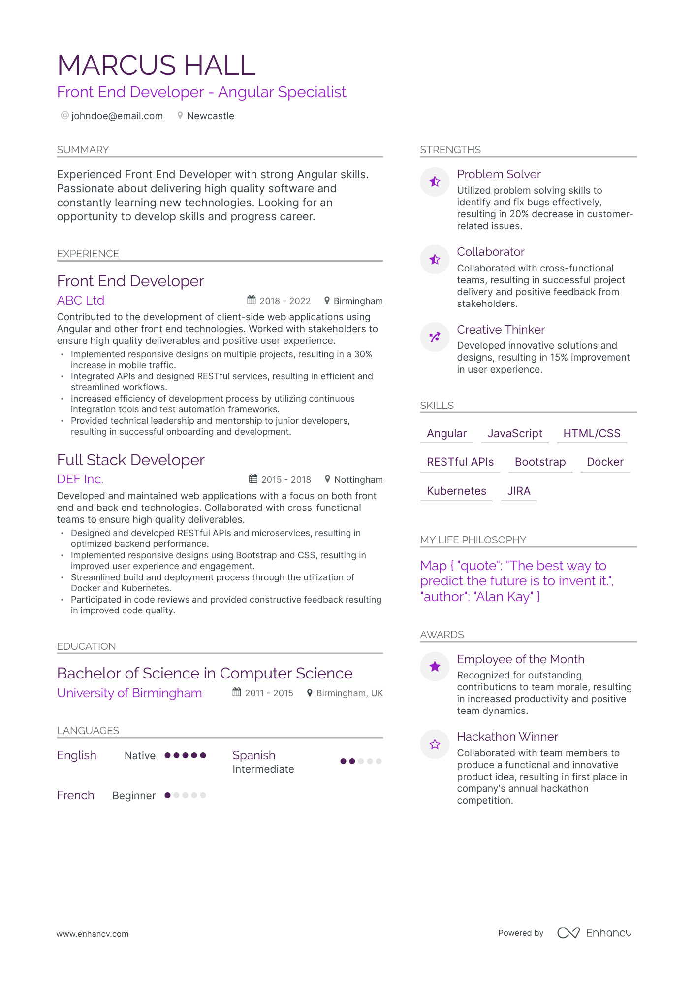 3 Front End Developer CV Examples for 2023