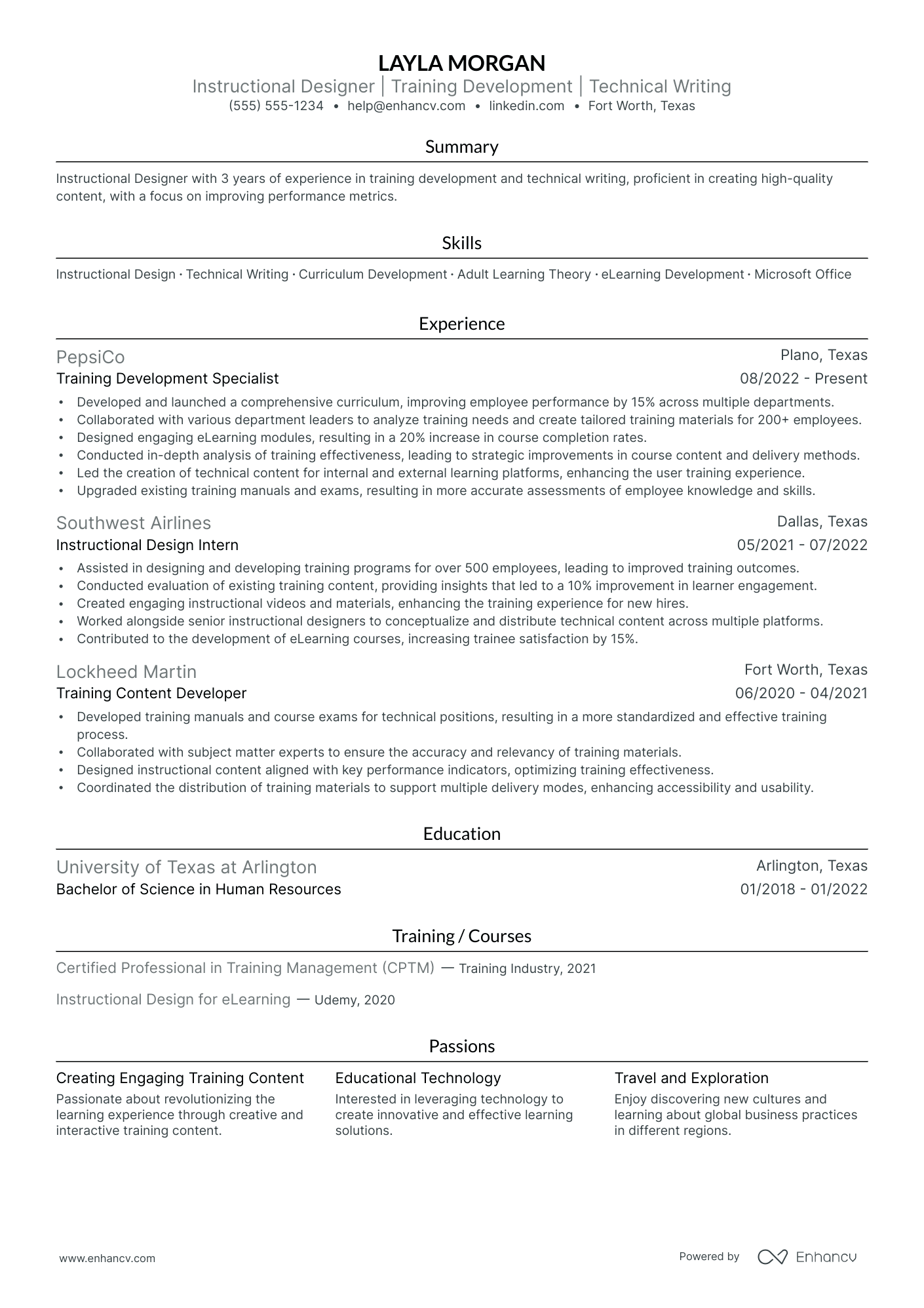 Instructional Designer resume example