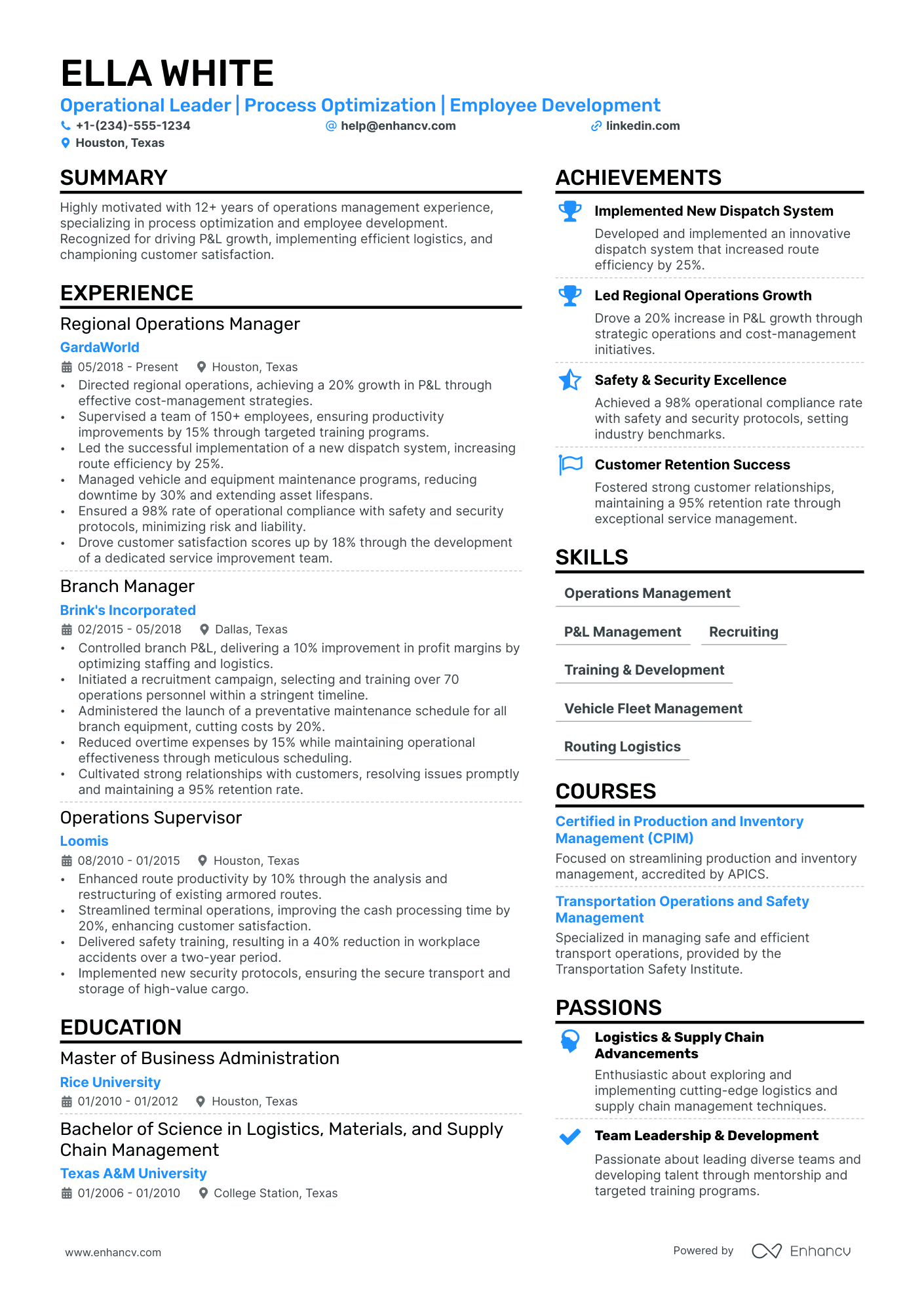 Branch Manager resume example