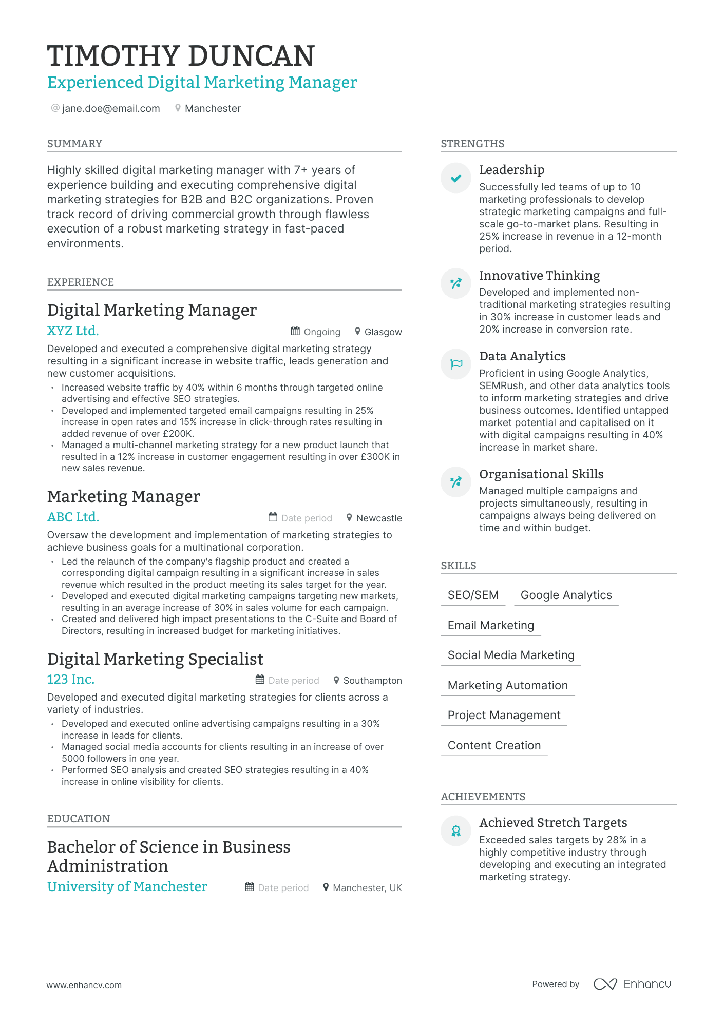 3 digital marketing manager cv examples for 2023