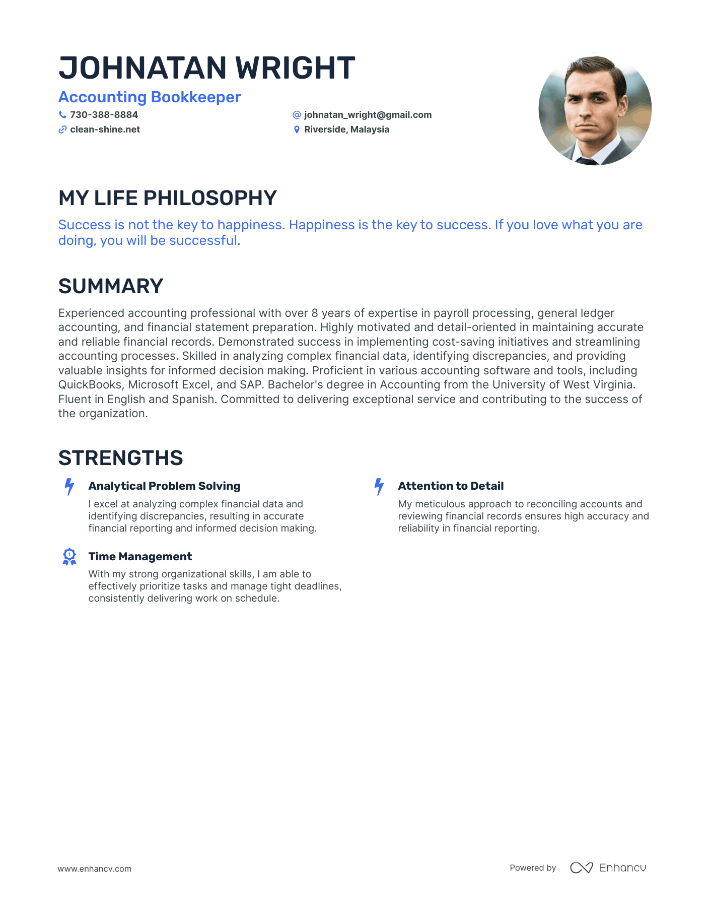 Creative Accounting Bookkeeper Resume Example