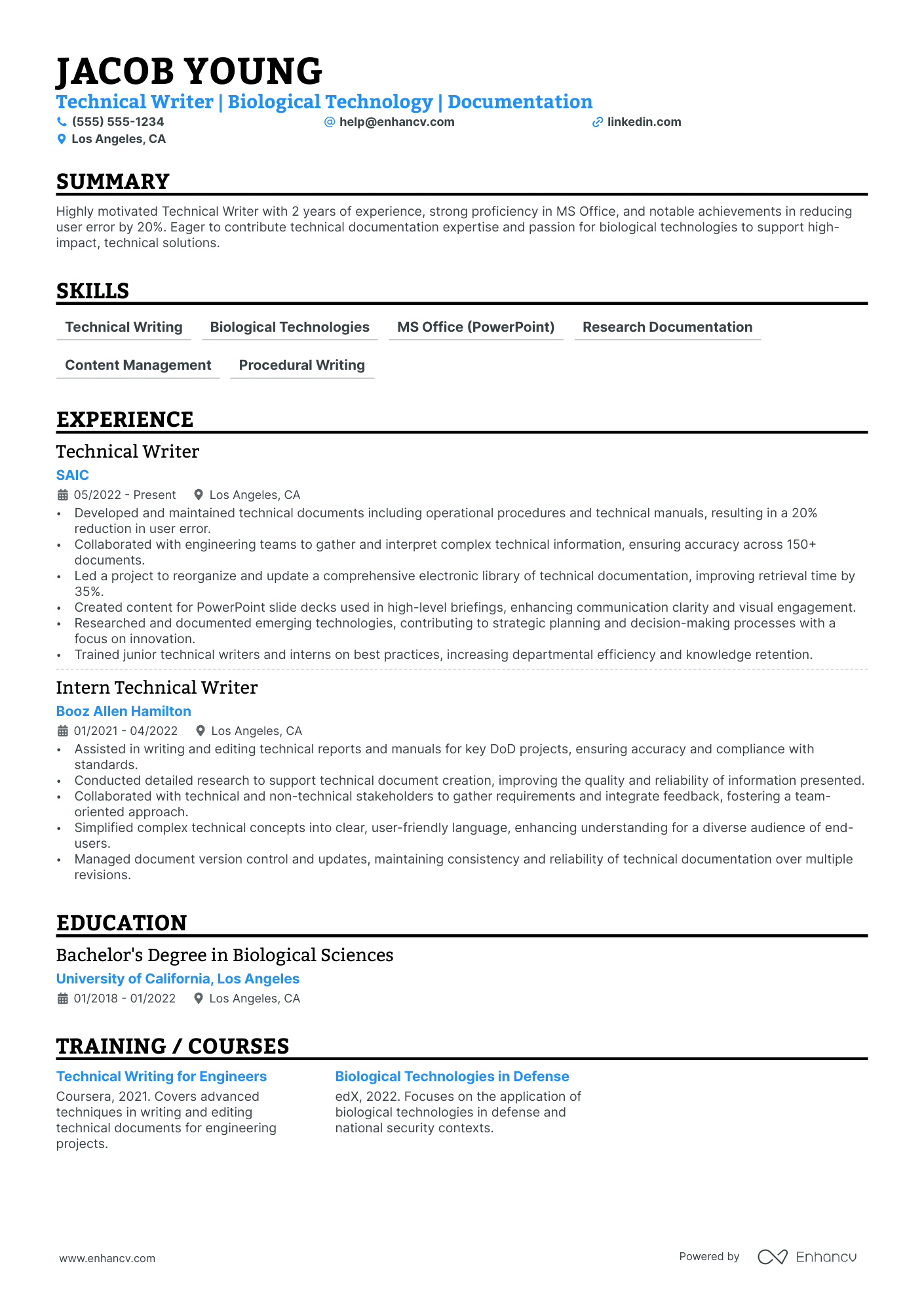 Aerospace Technical Writer resume example