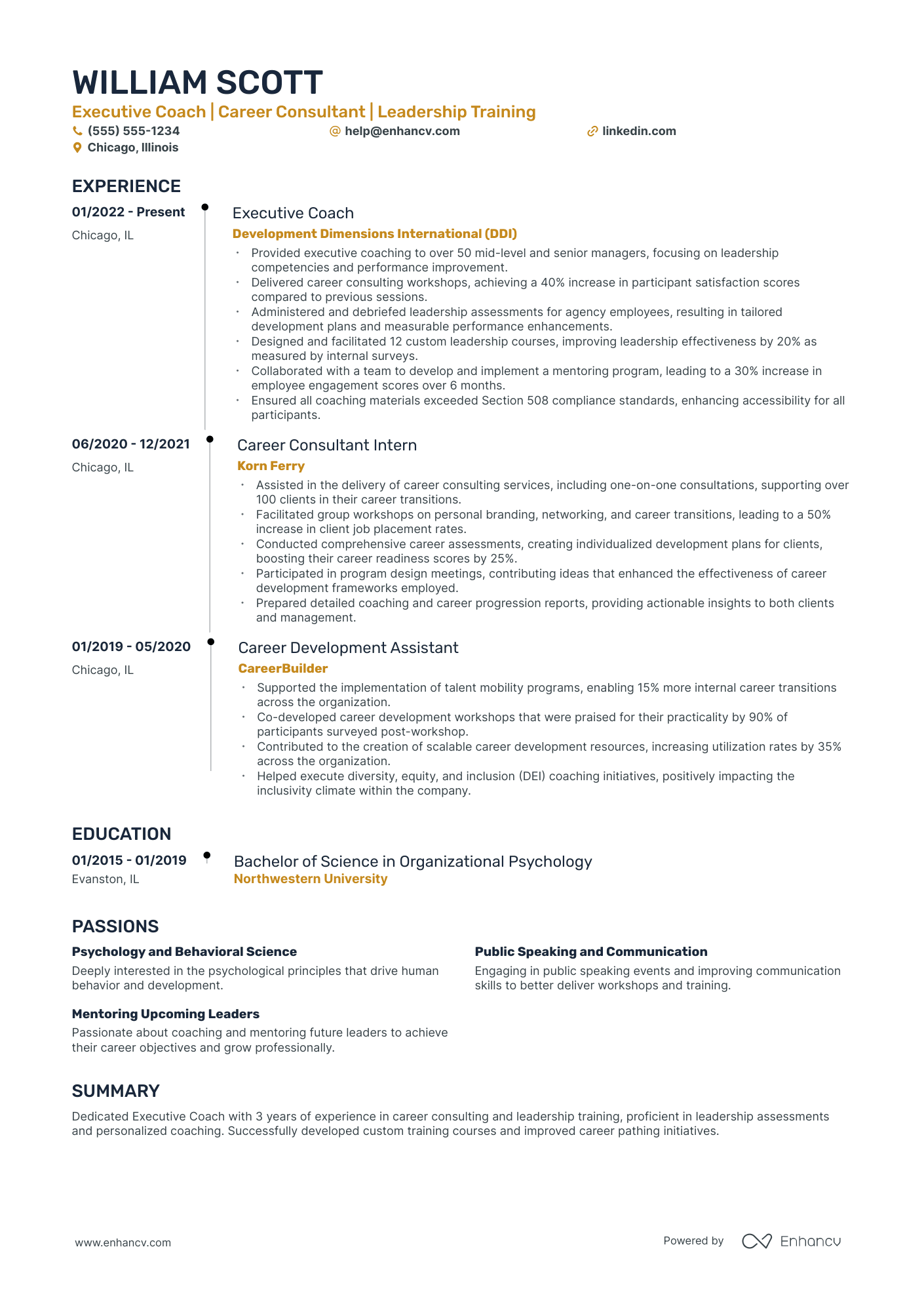 Executive Career Coach resume example