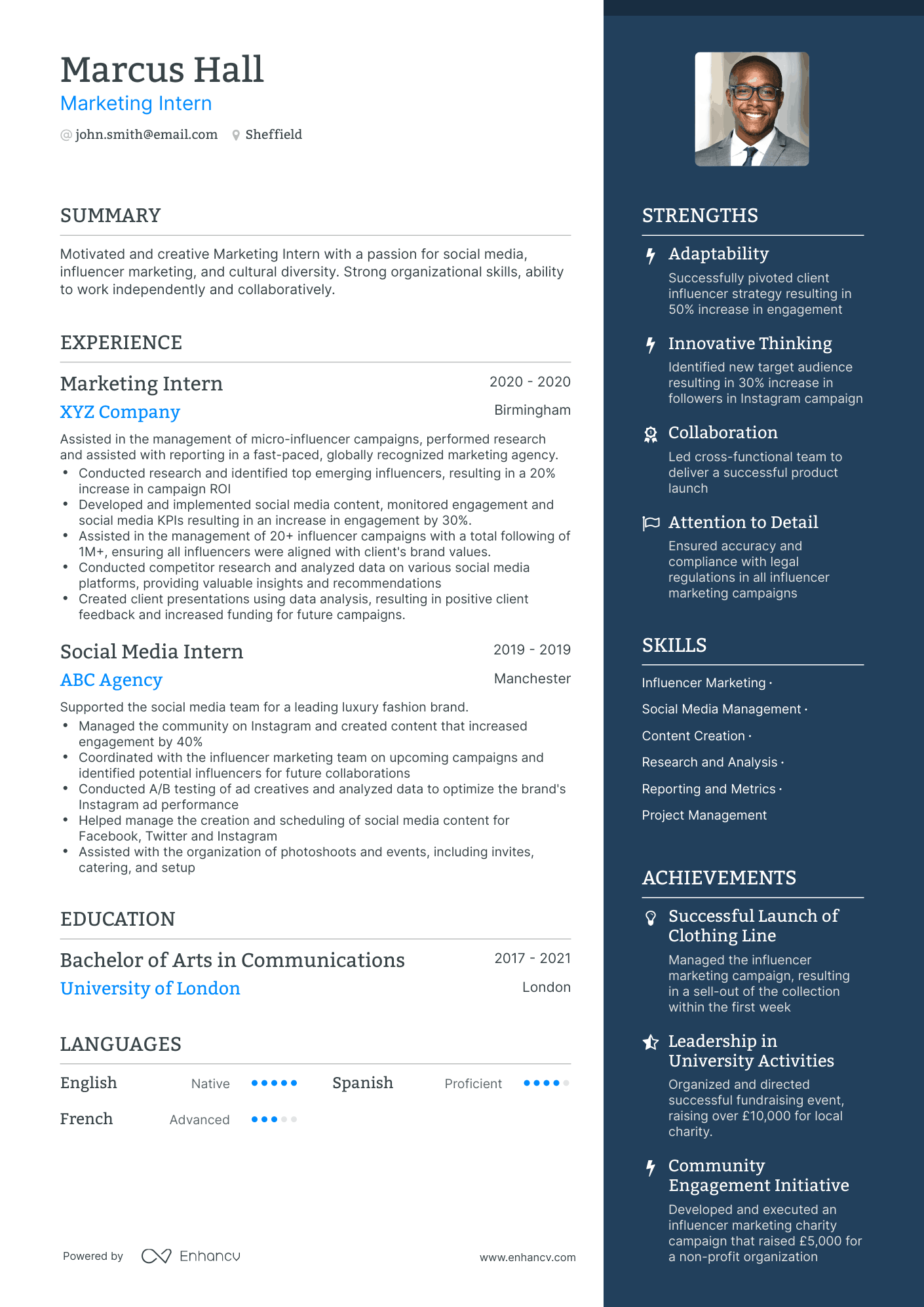 3 Marketing Intern CV Examples for 2023