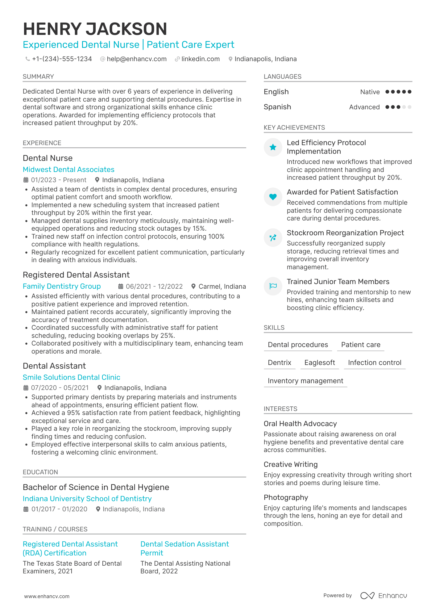 Dental Nurse resume example