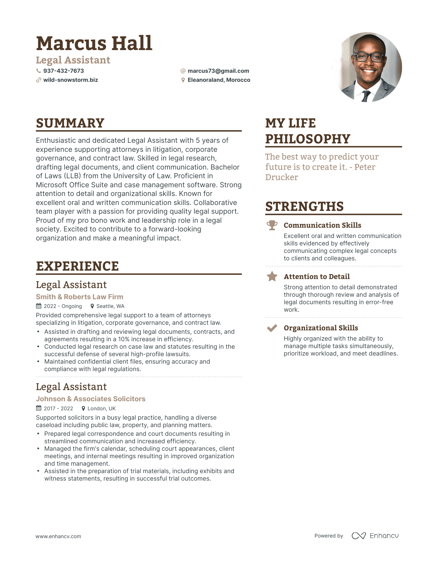 Legal Assistant resume example