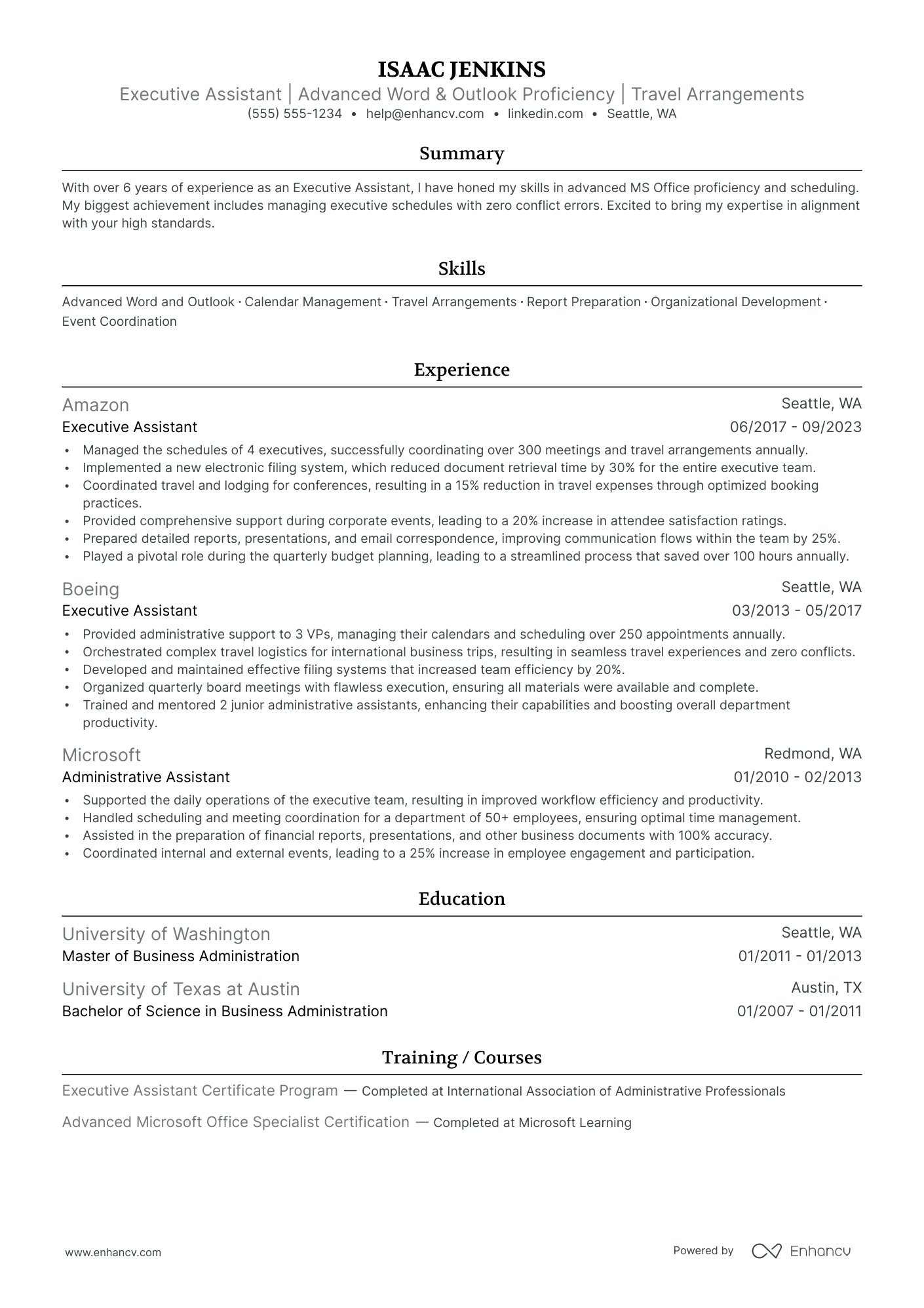 Junior Secretary resume example