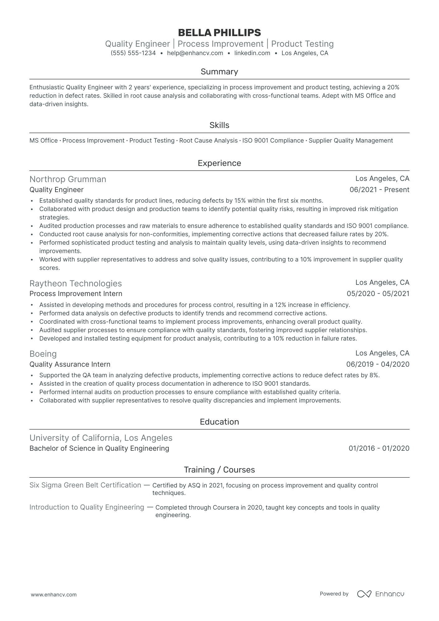 QA Engineer Analyst resume example