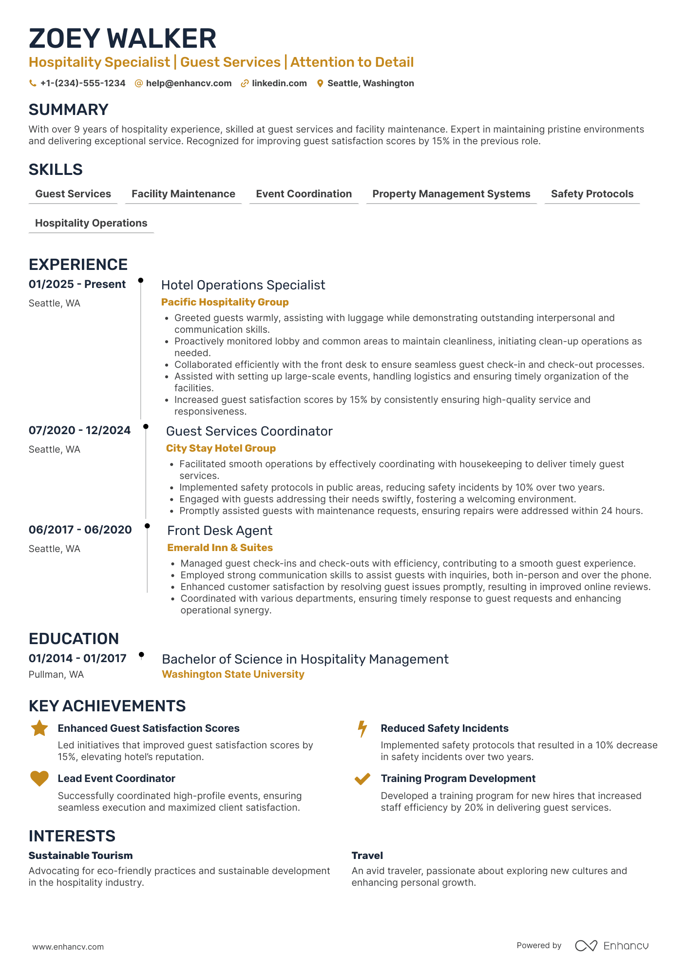 Porter resume example