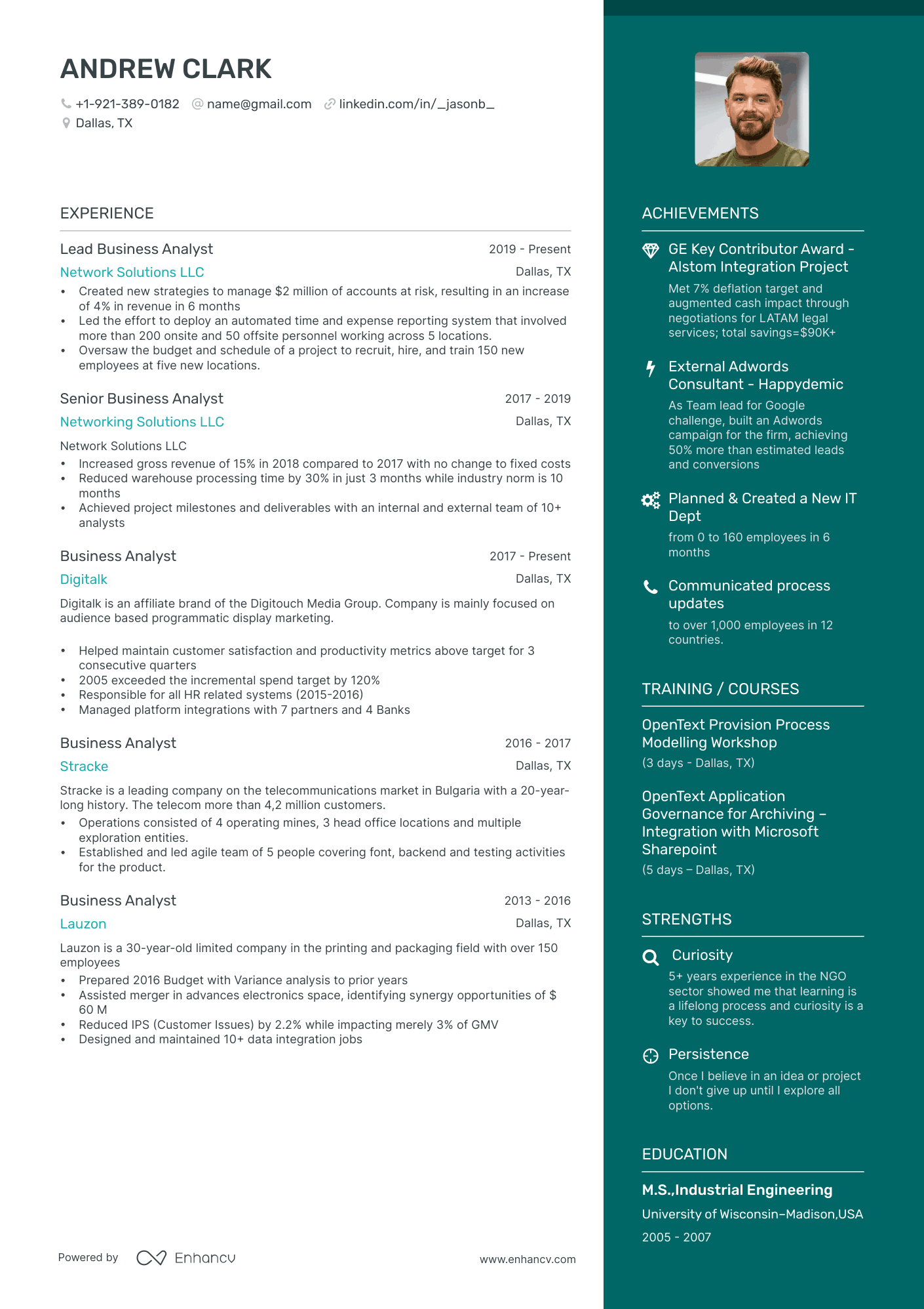 business analyst resume example