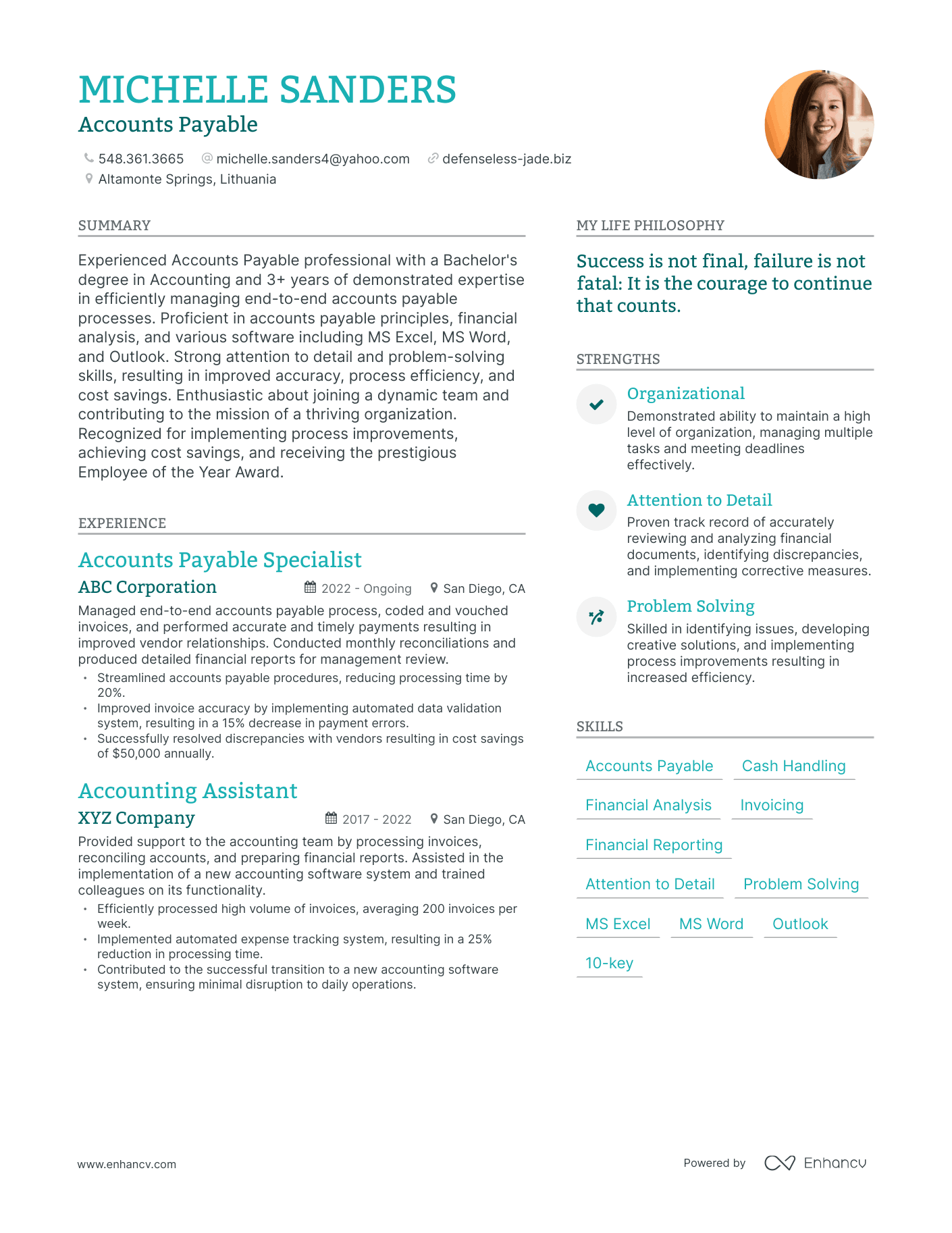 Accounts Payable resume example