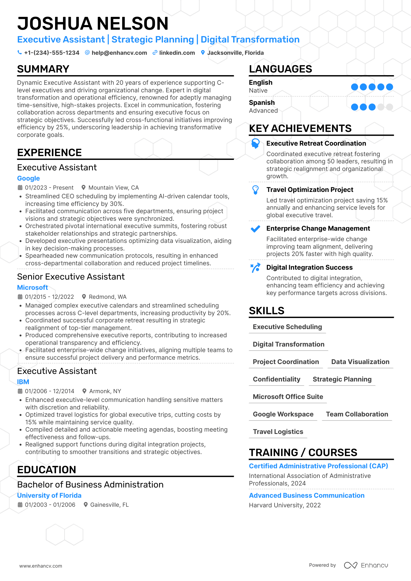 Executive Assistant to CEO resume example