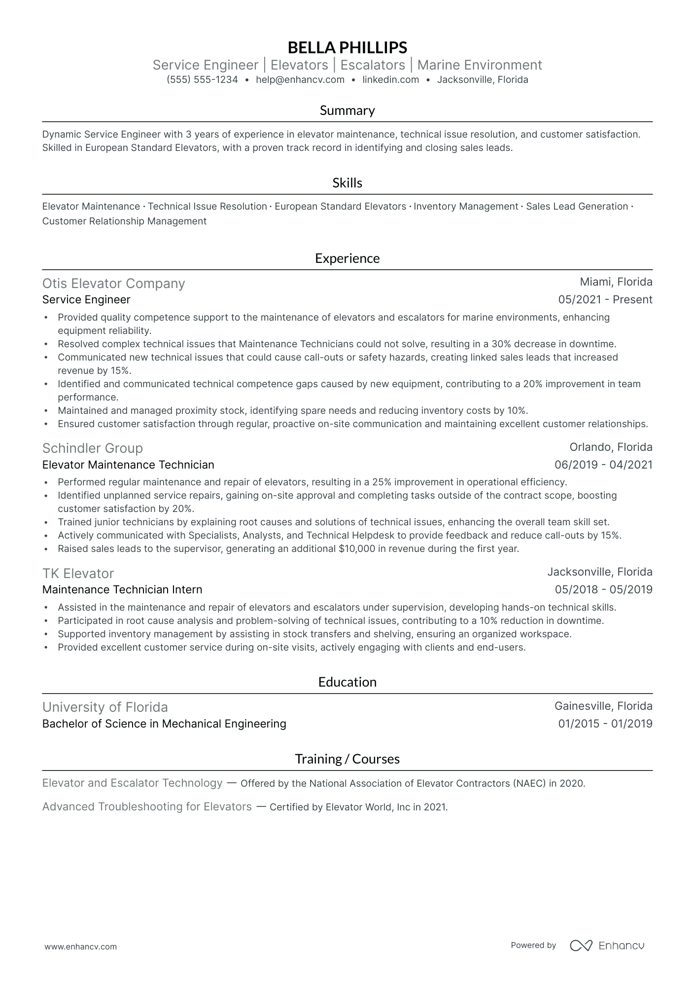 Marine Engineer resume example