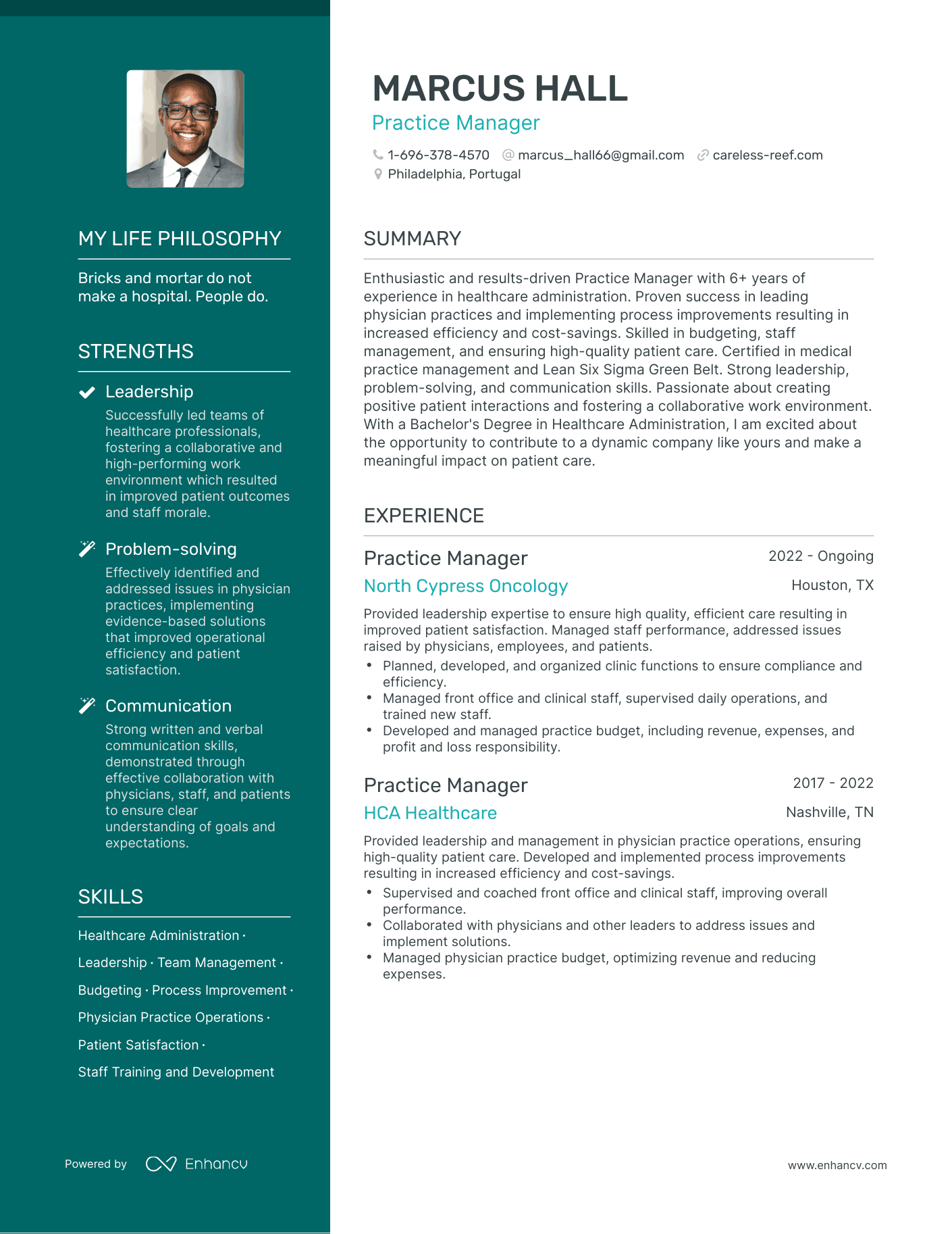 Creative Practice Manager Resume Example