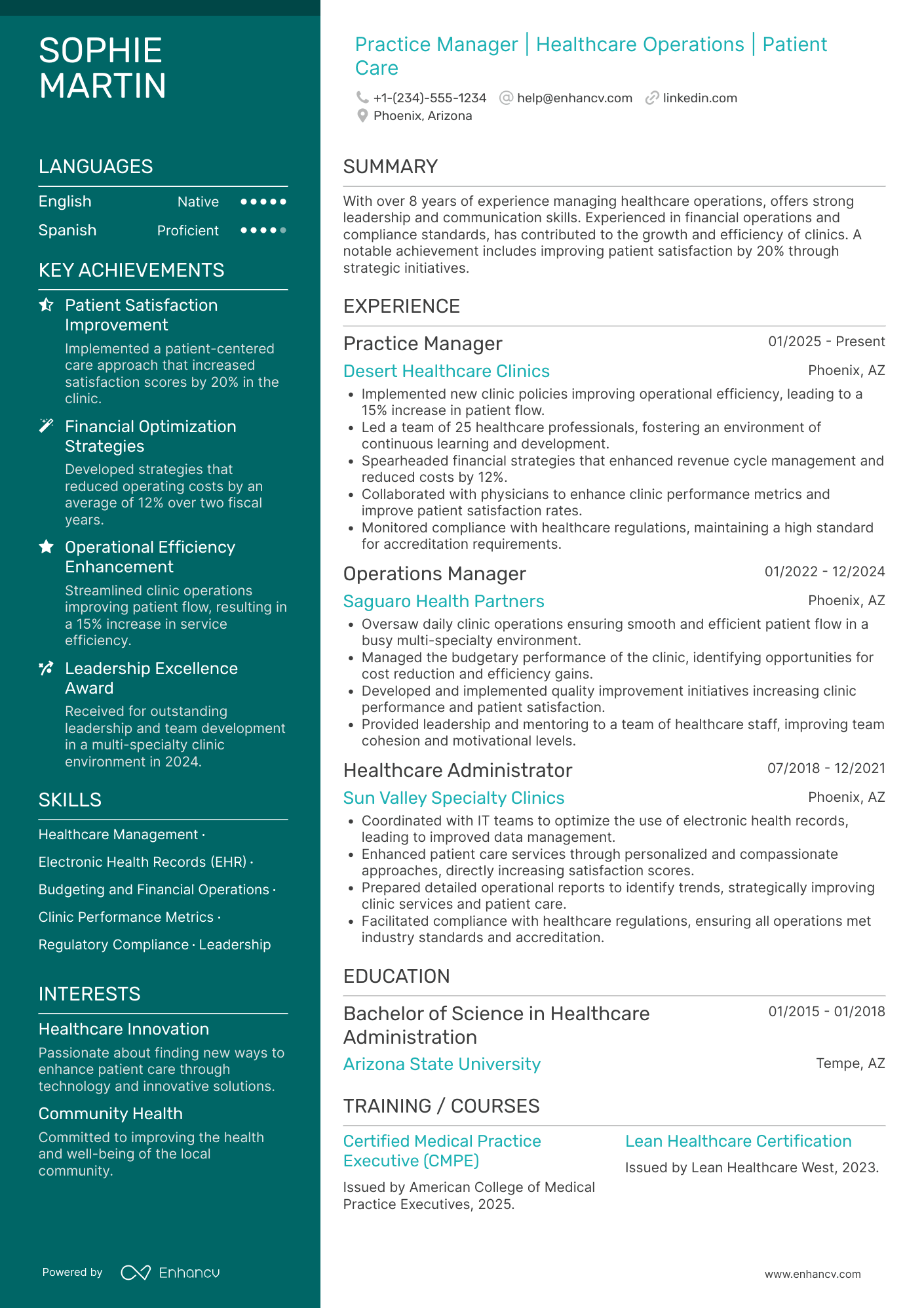 Practice Manager resume example