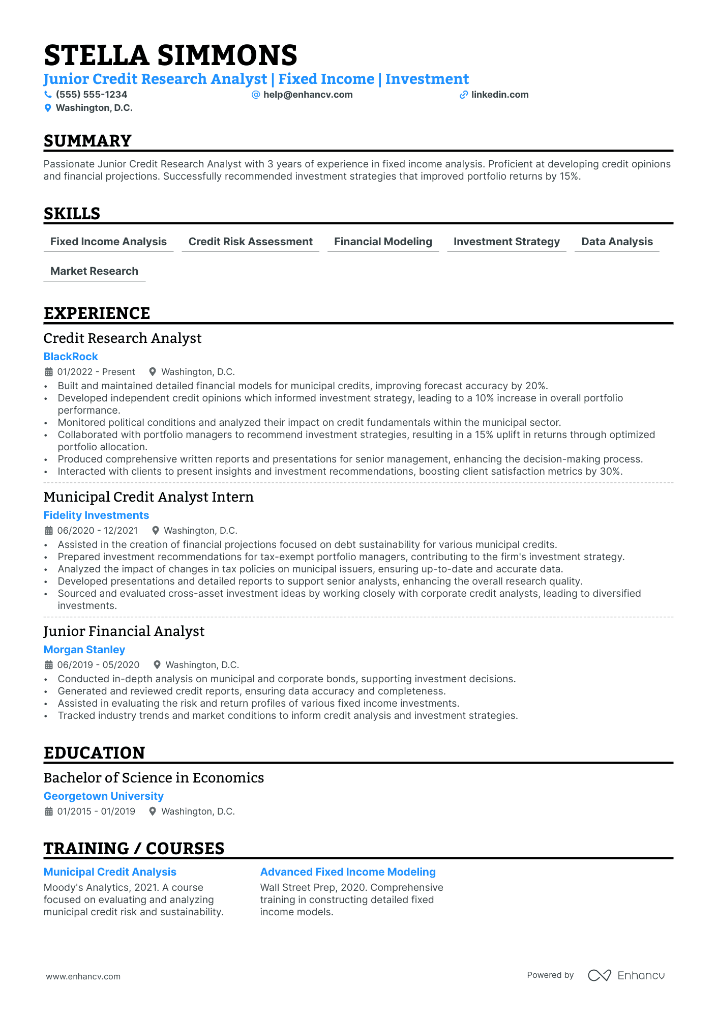 Credit Research Analyst resume example