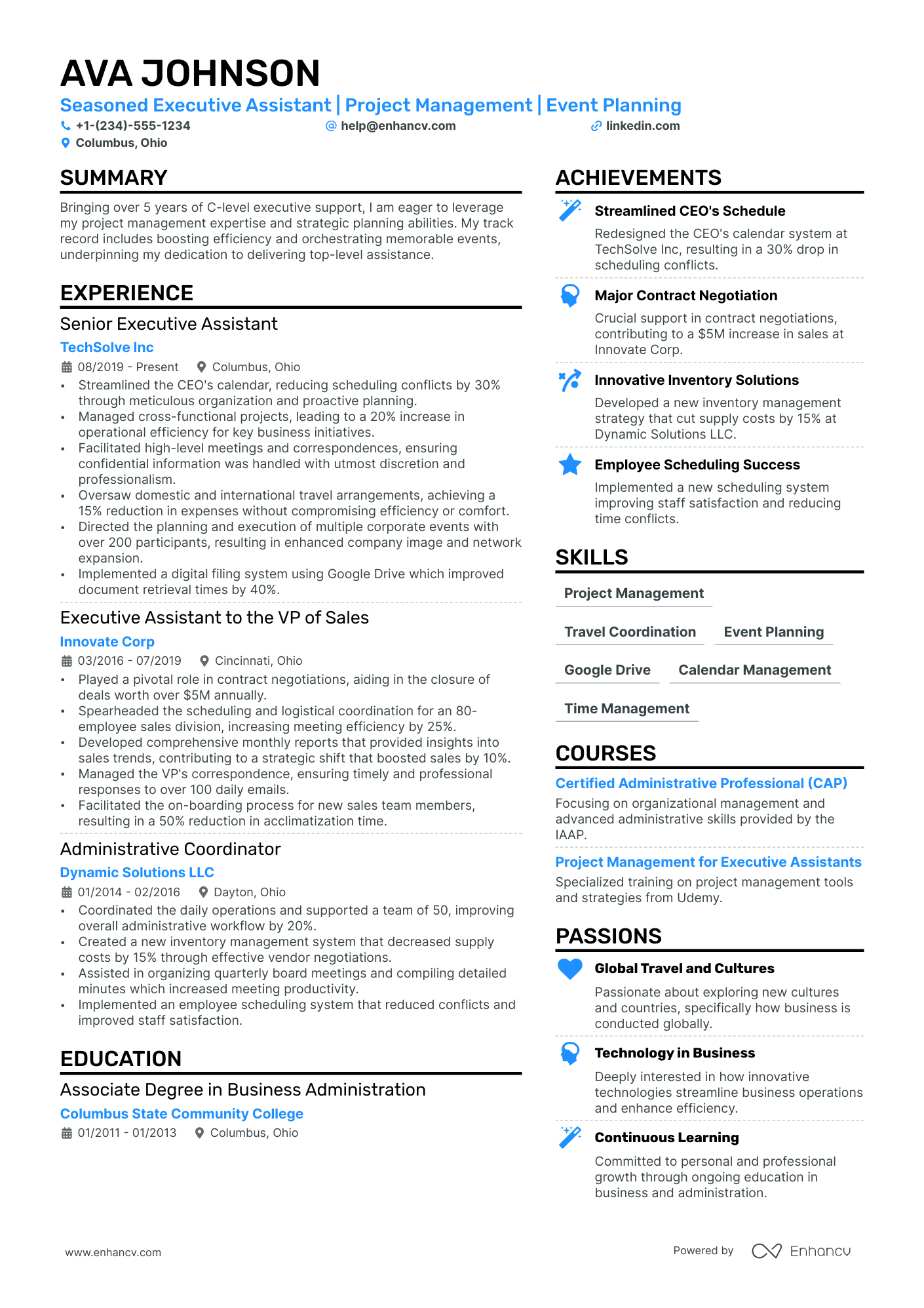 Personal Assistant resume example