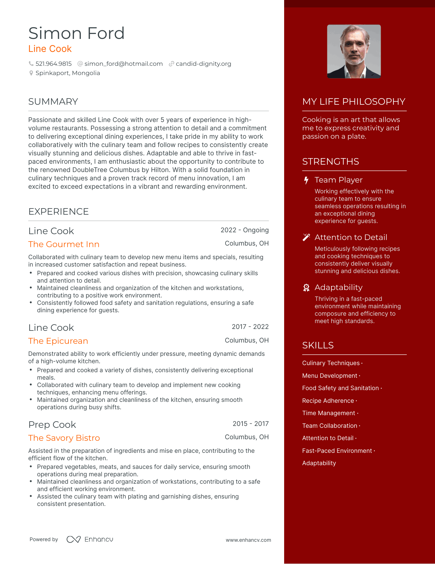 Line Cook resume example