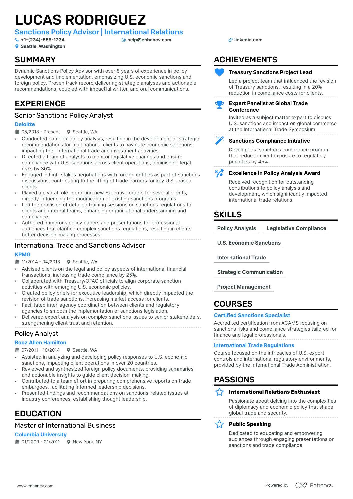 Policy Analyst resume example
