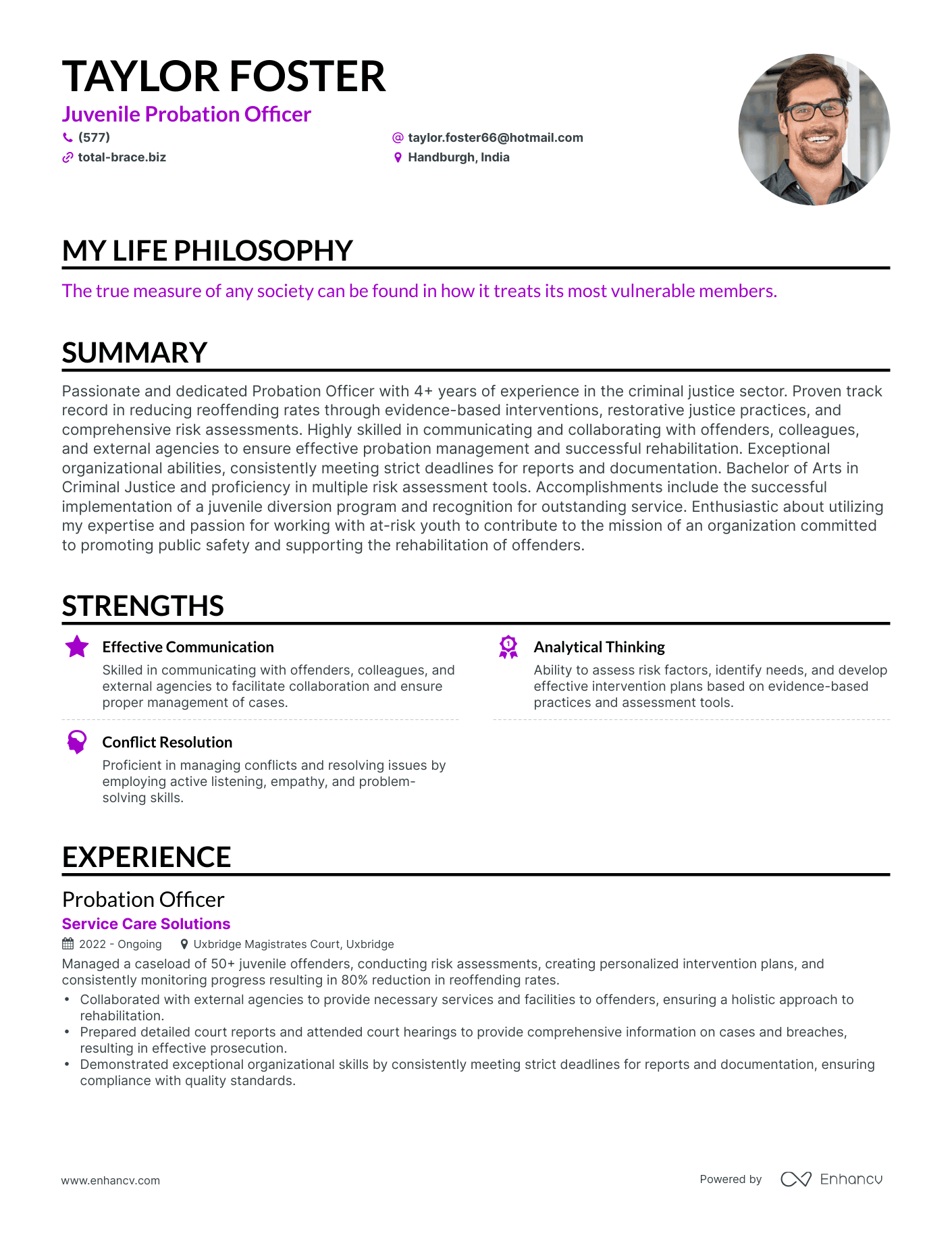 Creative Juvenile Probation Officer Resume Example