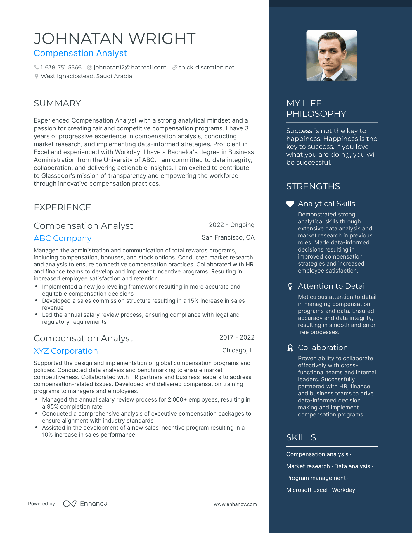 Compensation Analyst resume example