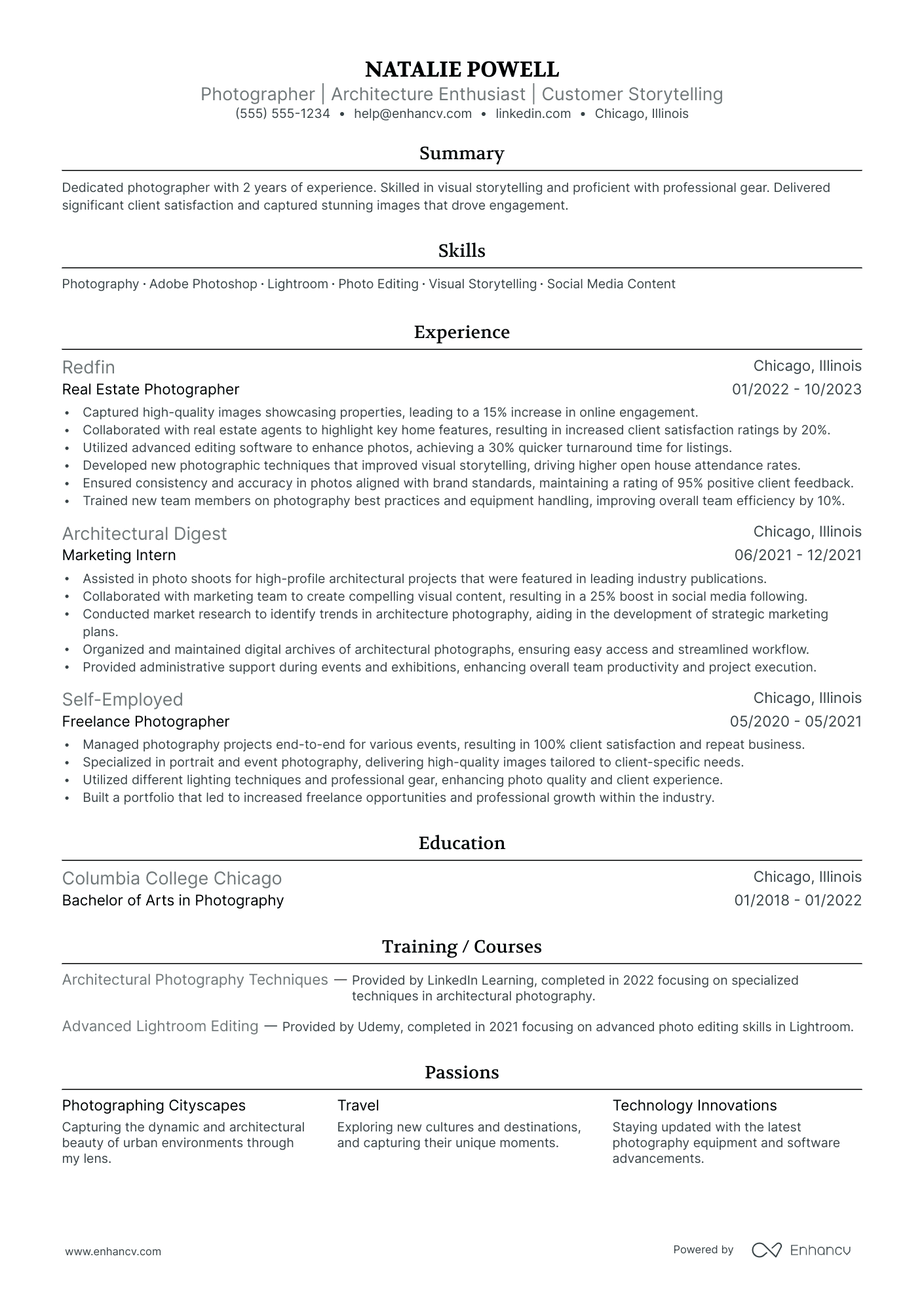 Aerial Photographer resume example