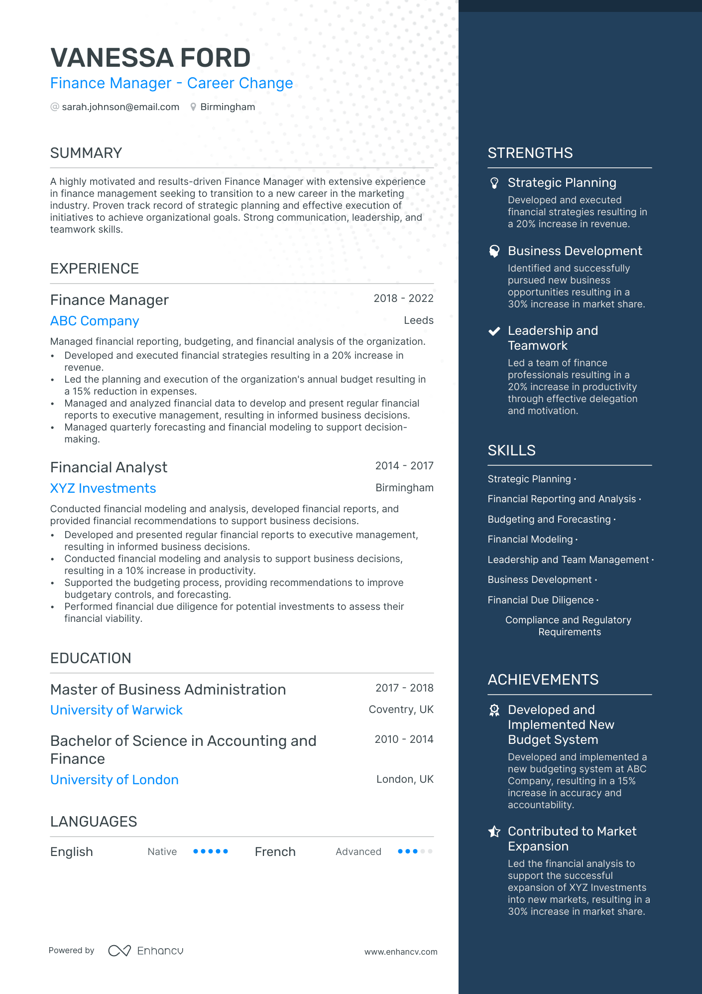 3 Finance Manager CV Examples For 2024   Image 