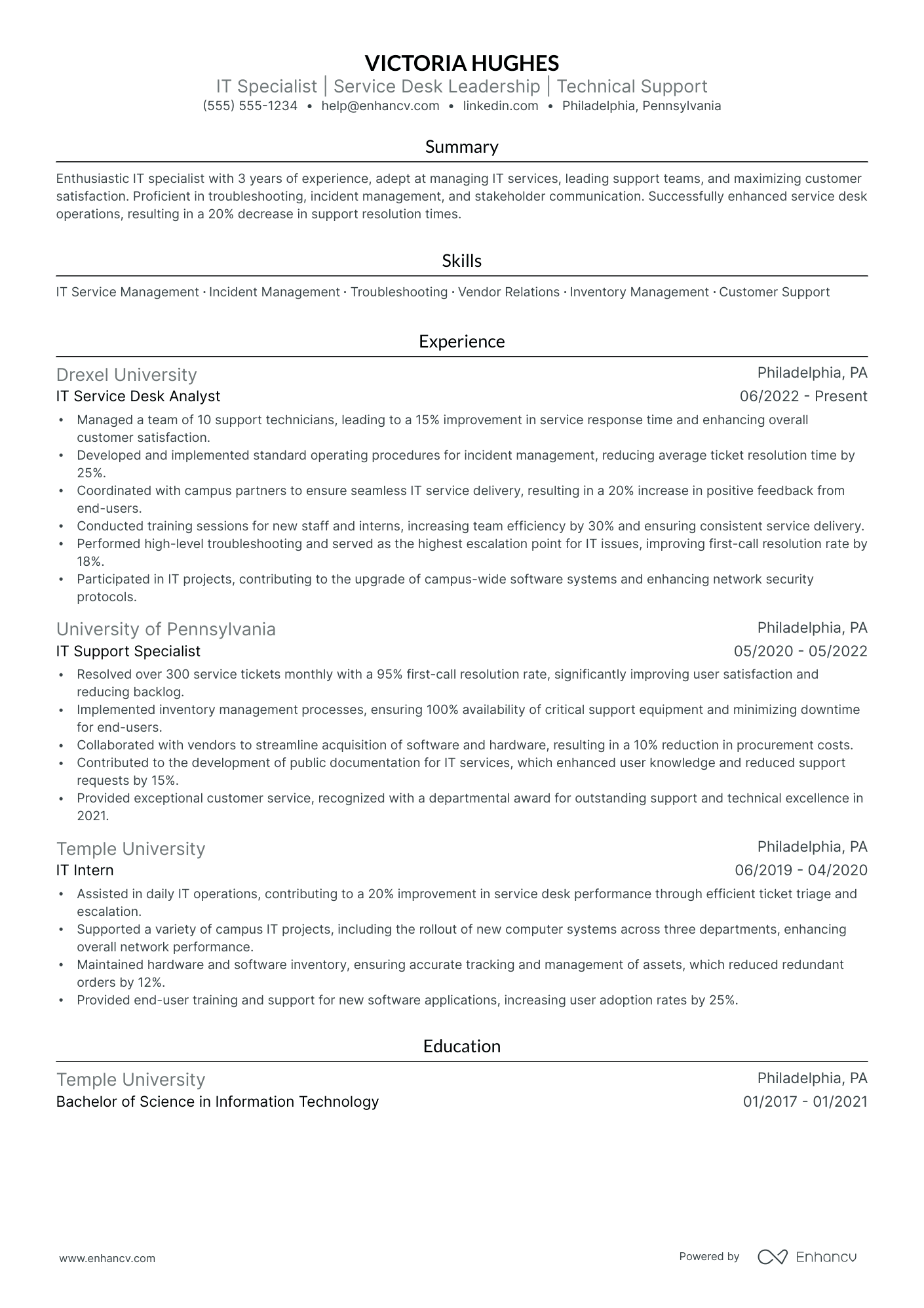 Lead Service Desk Technician Resume Example Resume Example