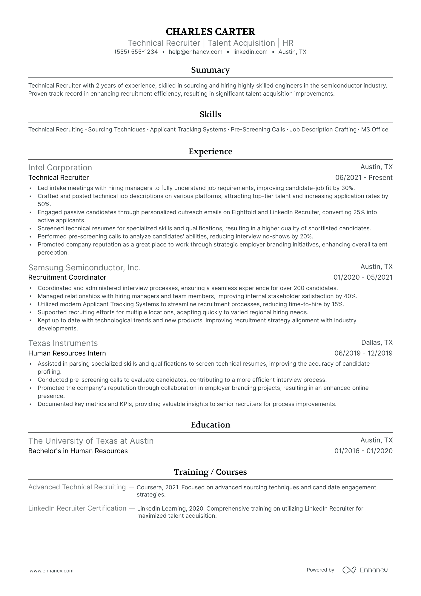 Director of Technical Recruitment resume example