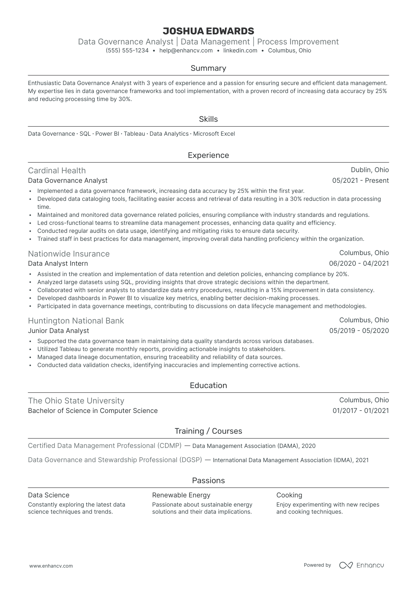 Tableau Data Analyst Resume Example Resume Example