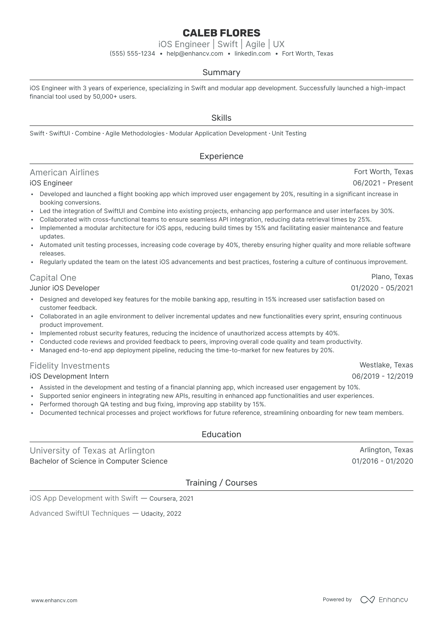 Senior Mobile Developer resume example