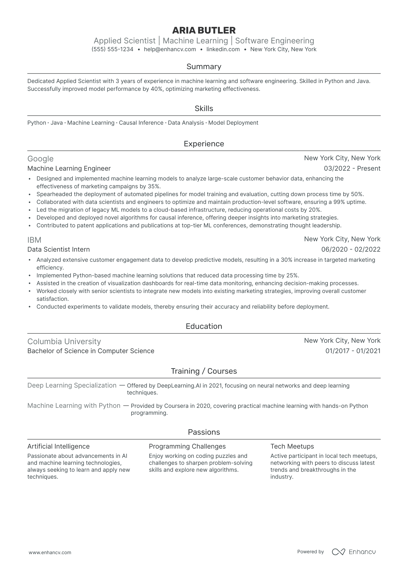 AWS Machine Learning Specialist Resume Example Resume Example