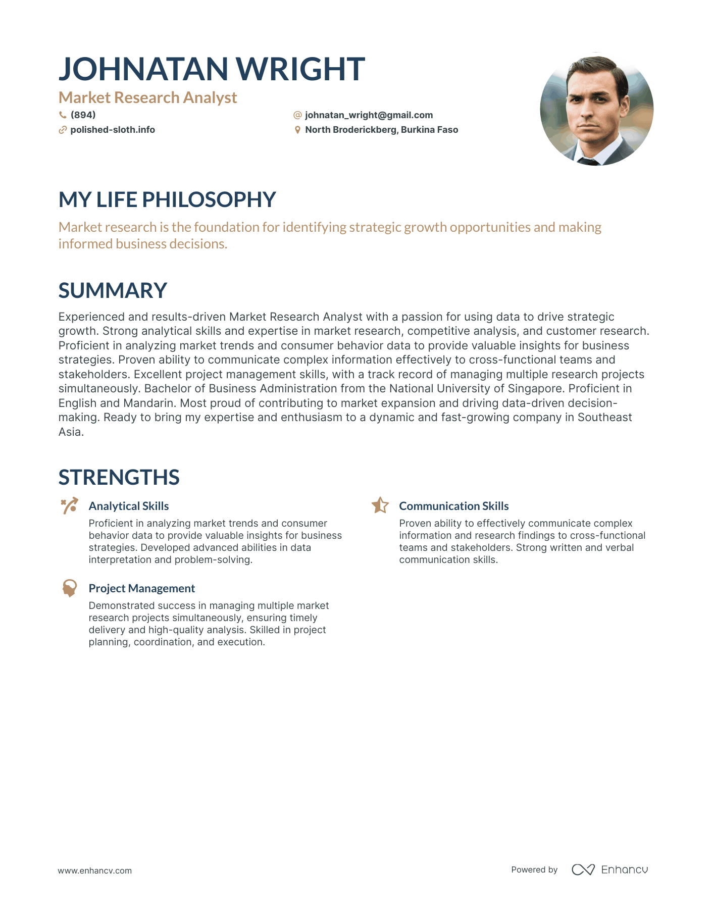 Creative Market Research Analyst Resume Example