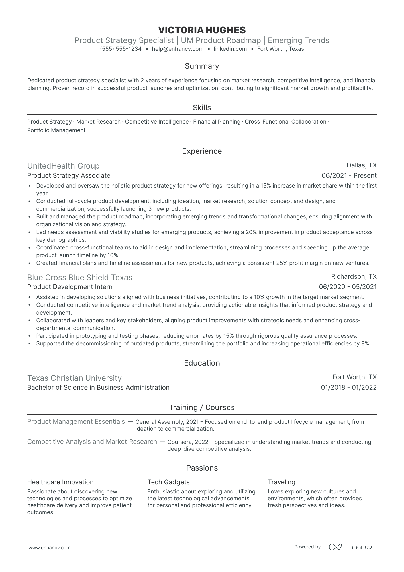 Product Strategy Manager resume example